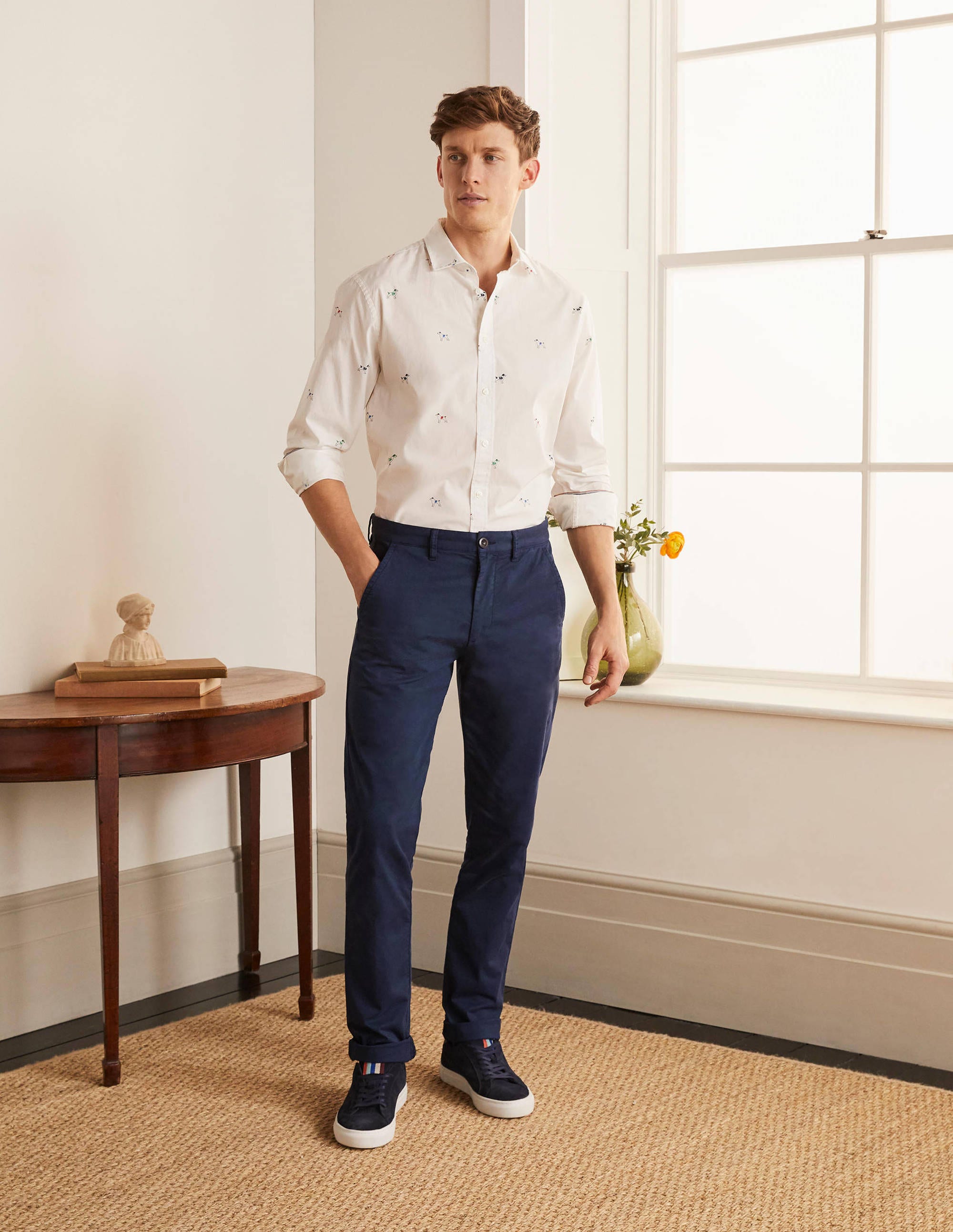 Lightweight Slim Chinos-Navy - Image 1