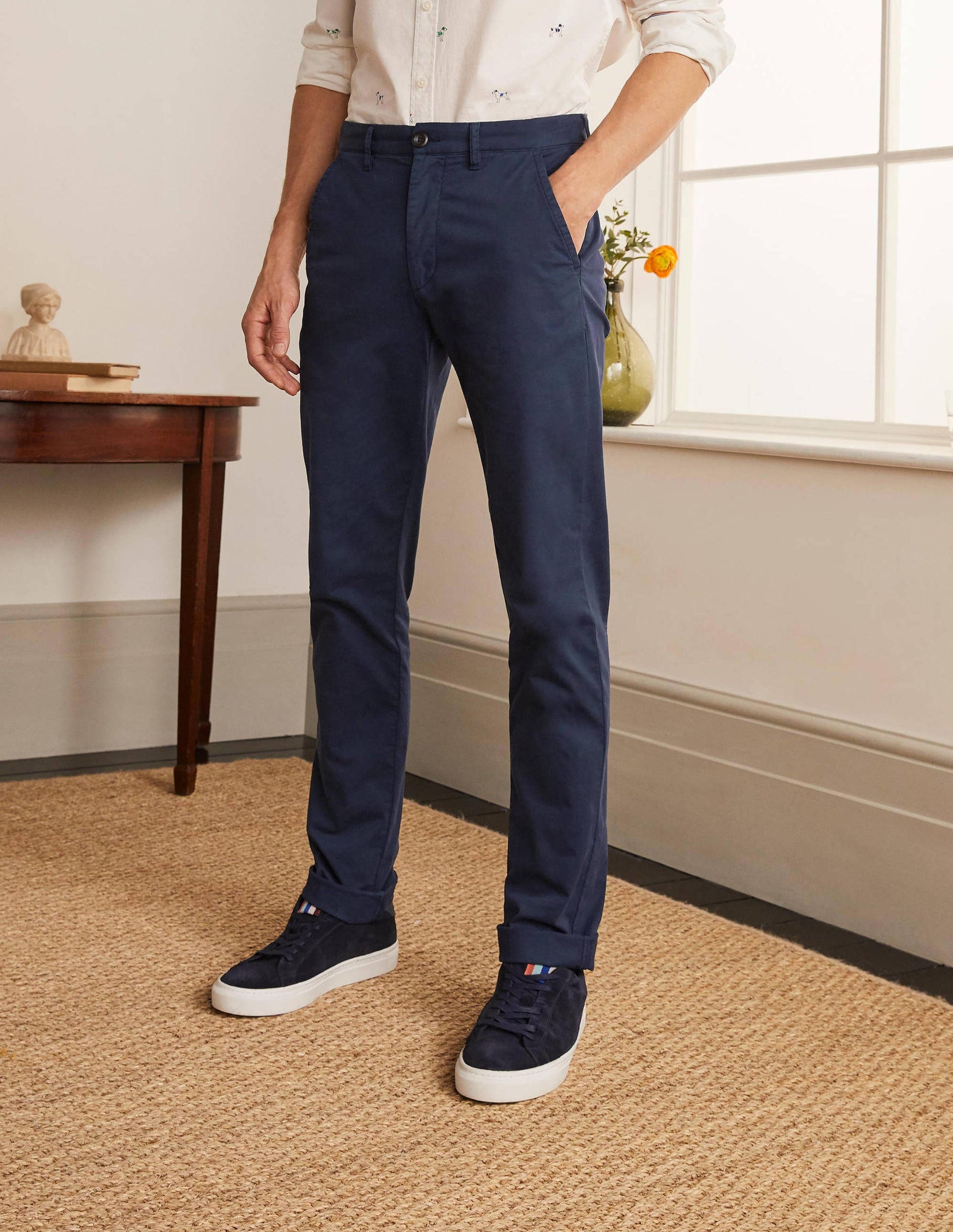 Lightweight Slim Chinos-Navy-2
