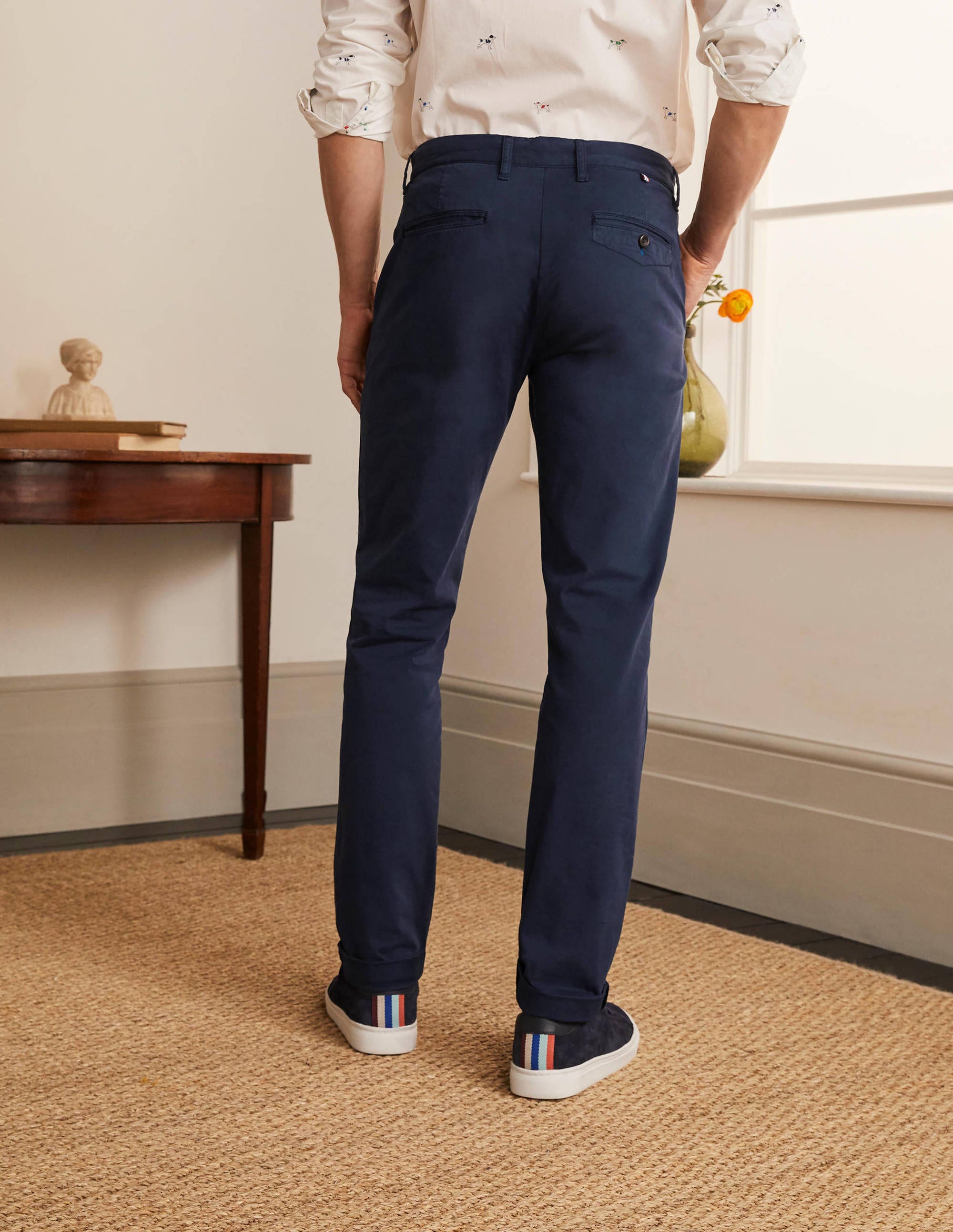 Lightweight Slim Chinos-Navy - Image 3
