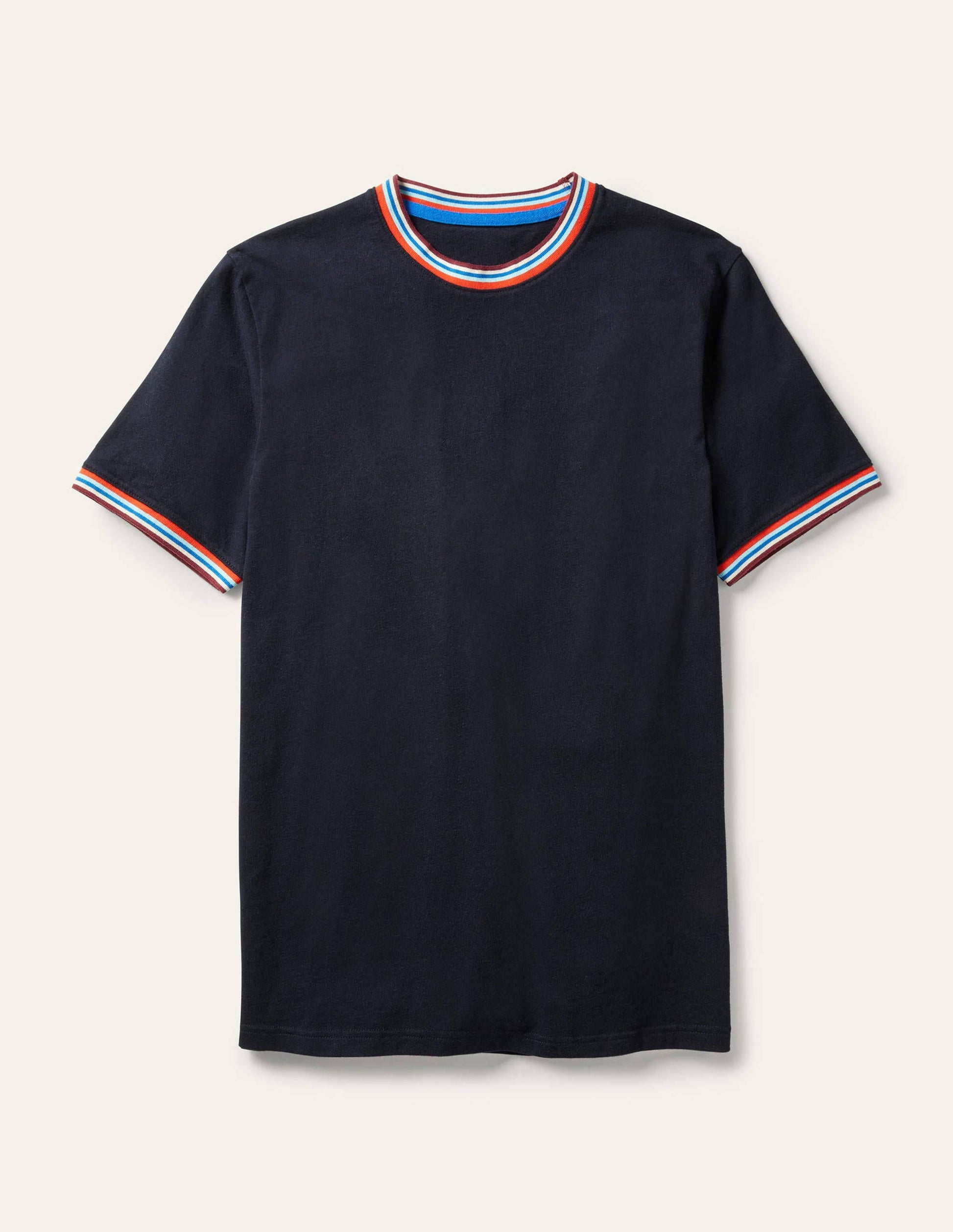 Stripe Detail T-Shirt-Navy-7