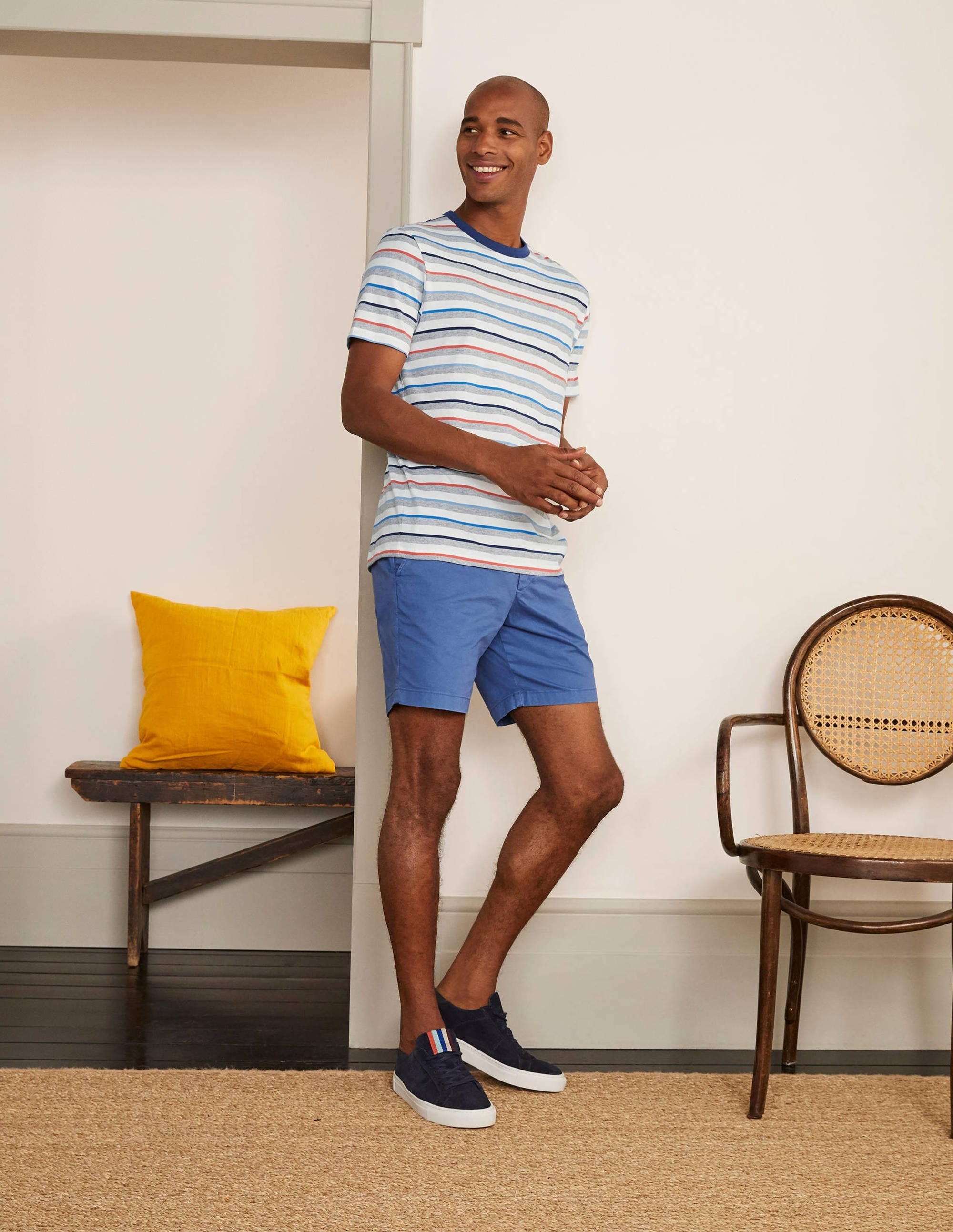 Stripe T-Shirt-Grey Marl Multi Stripe - Image 1