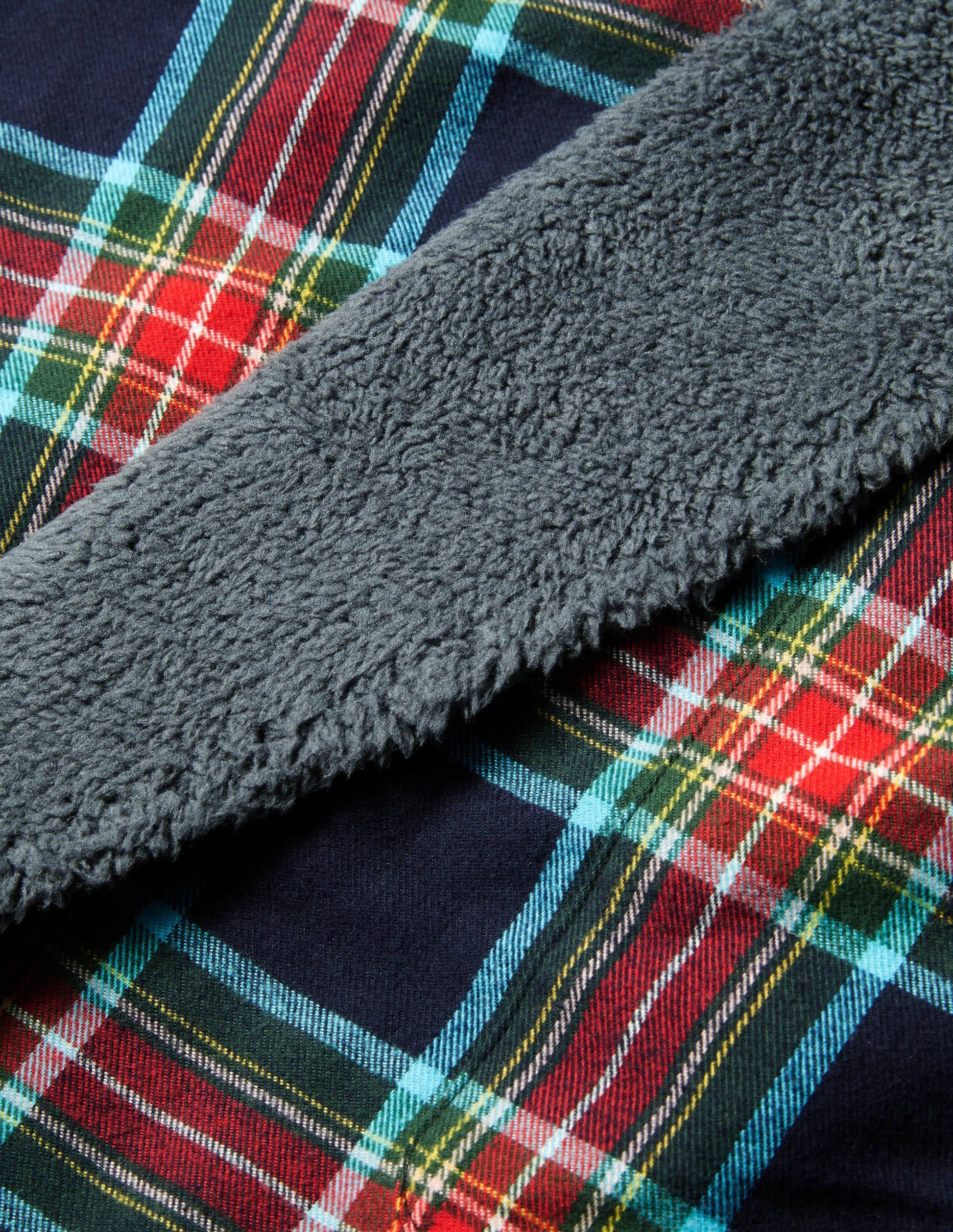 Brushed Cotton Dressing Gown-Navy and Rockabilly Red Check-6