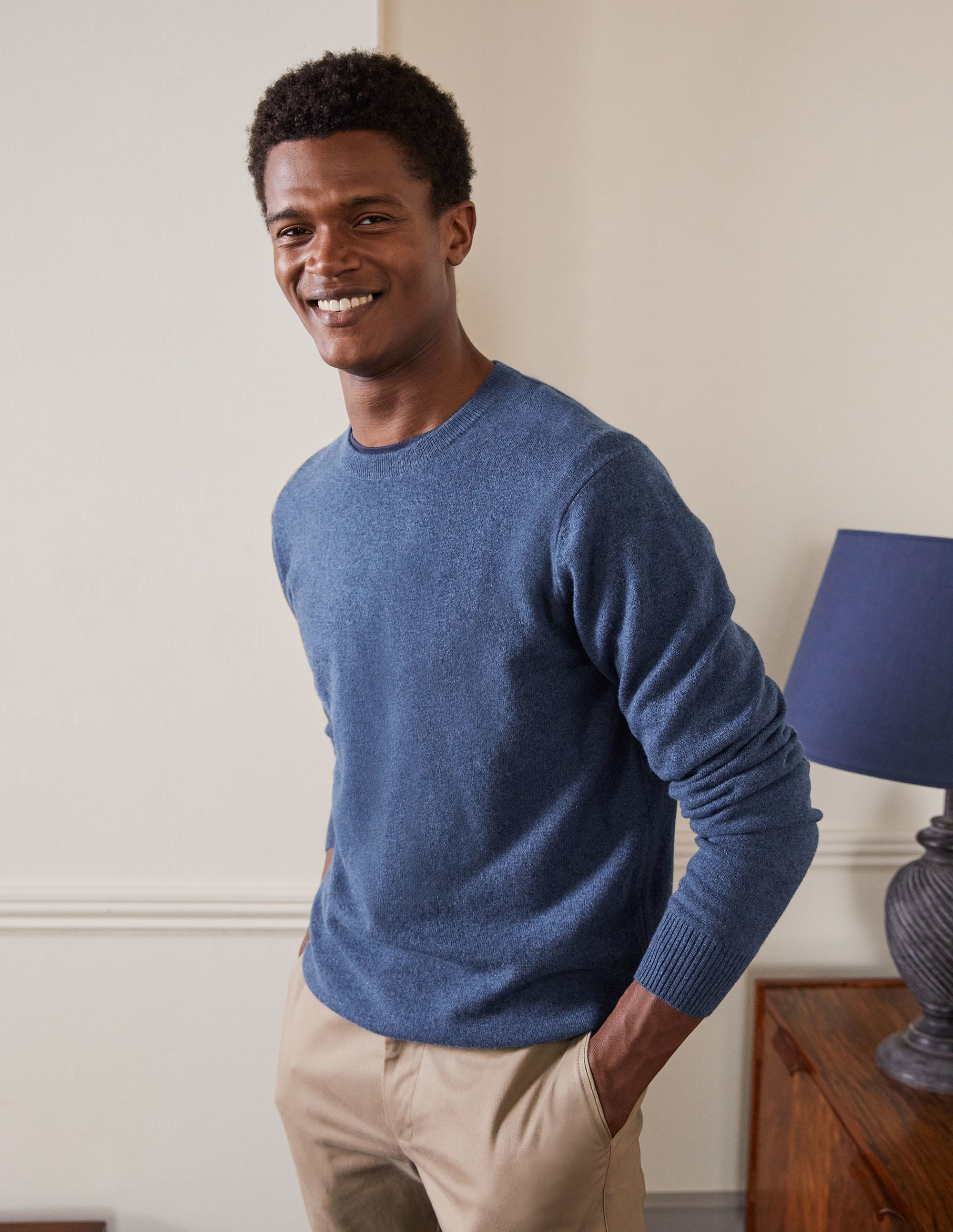 Cashmere Crew Neck Jumper-Blue Ribbon - Image 1
