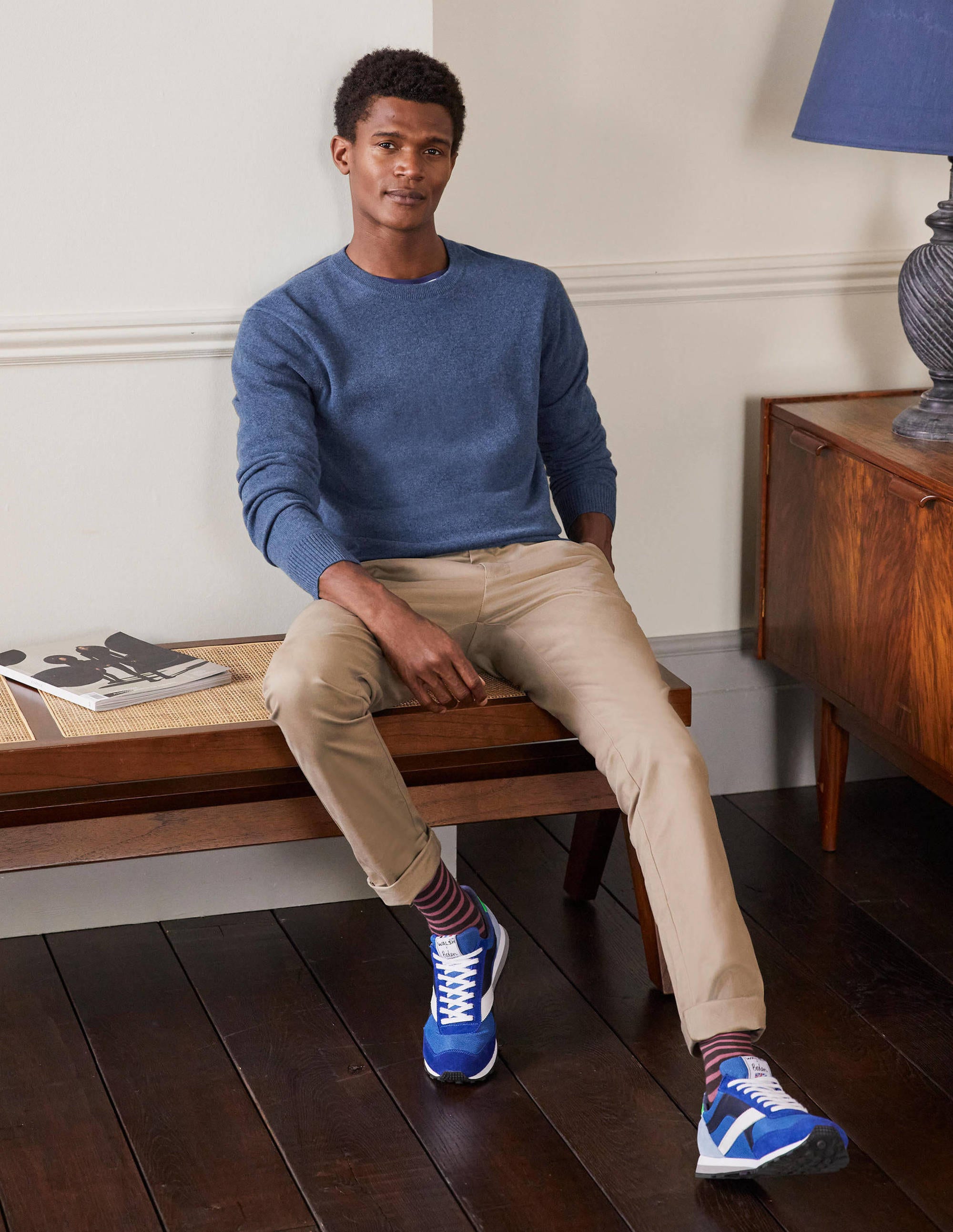 Cashmere Crew Neck Jumper-Blue Ribbon - Image 4