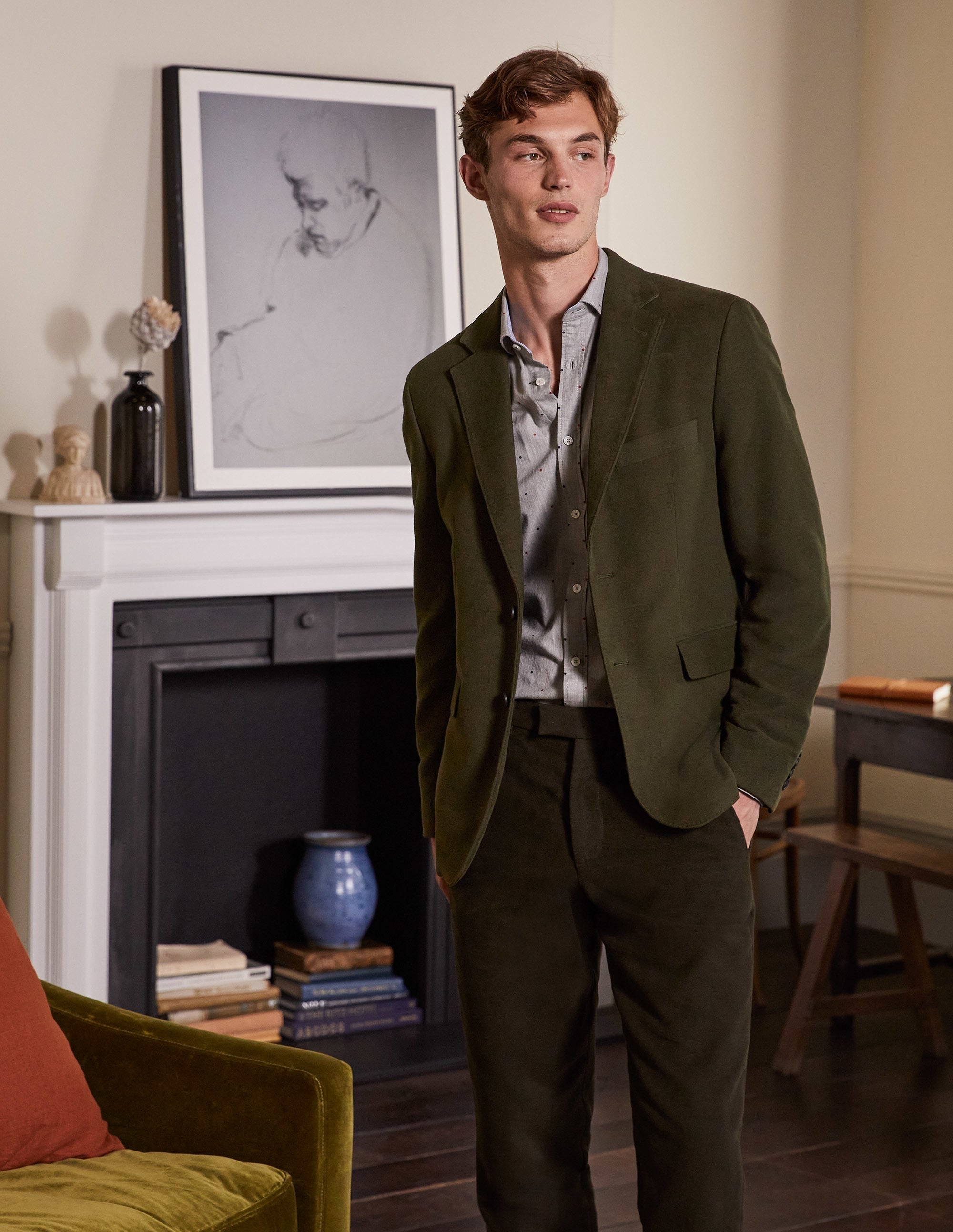 Lothbury Moleskin Blazer-Olive Green - Image 1