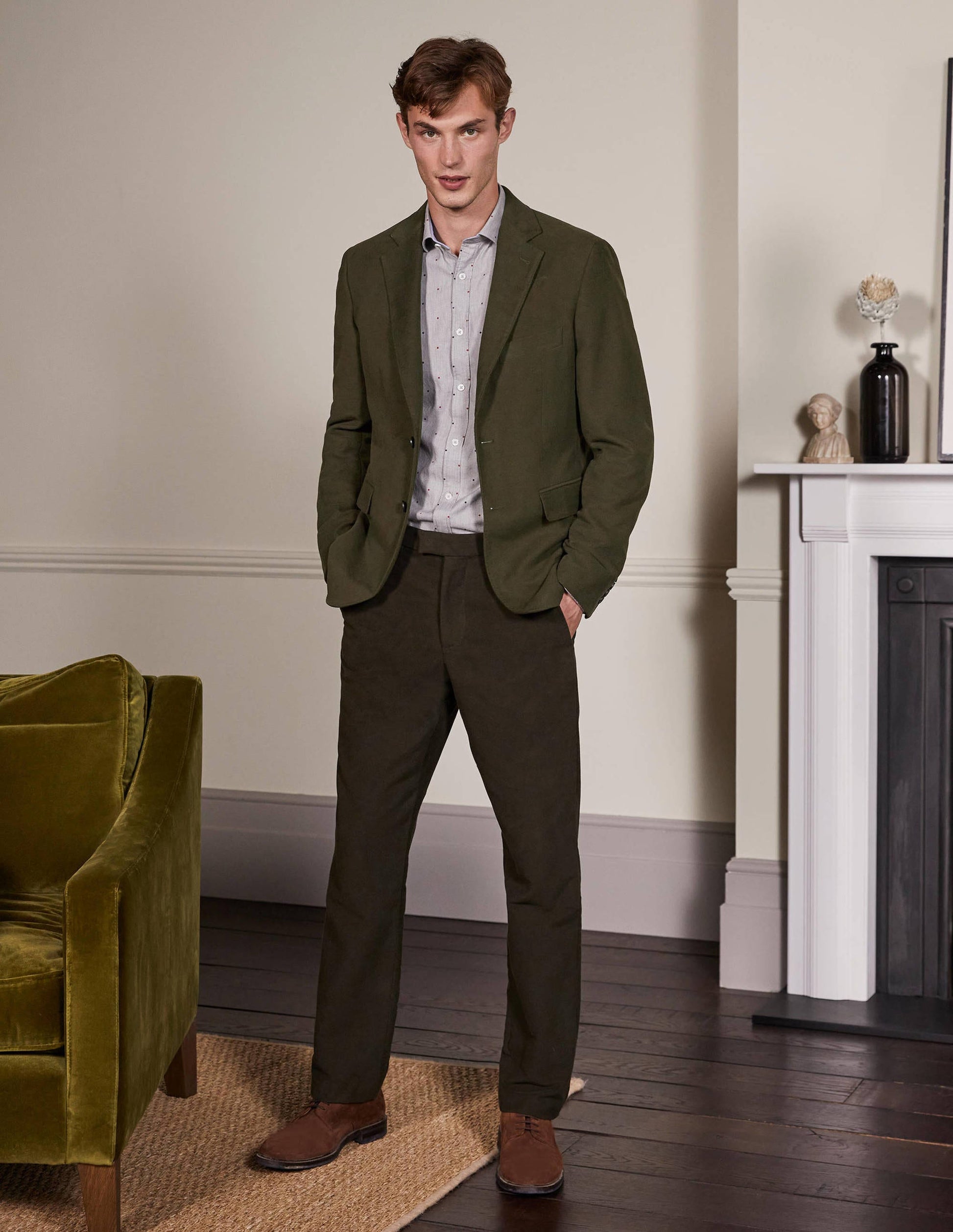 Lothbury Moleskin Blazer-Olive Green-4