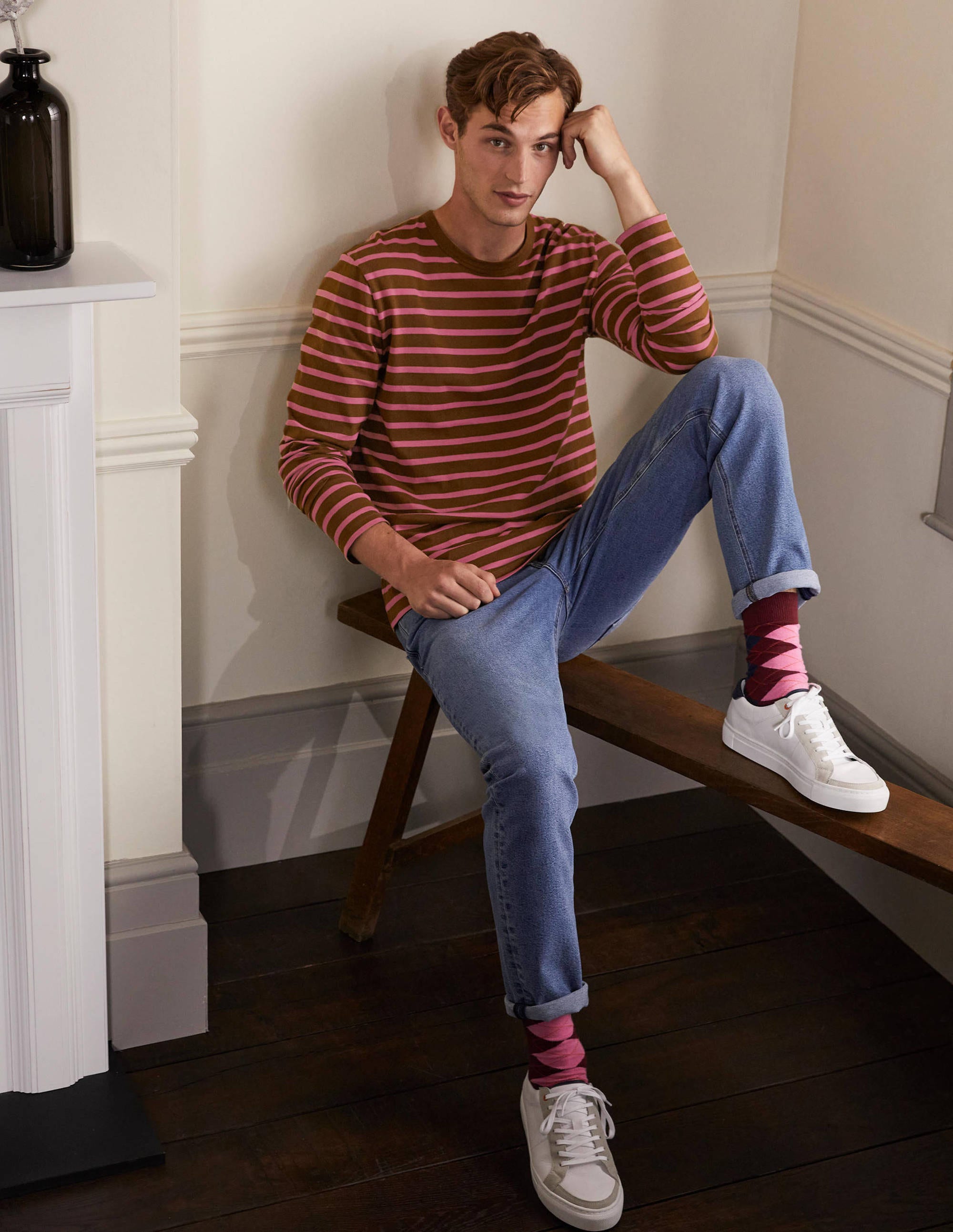Long Sleeve Breton-Cacao/Puce Stripe - Image 4