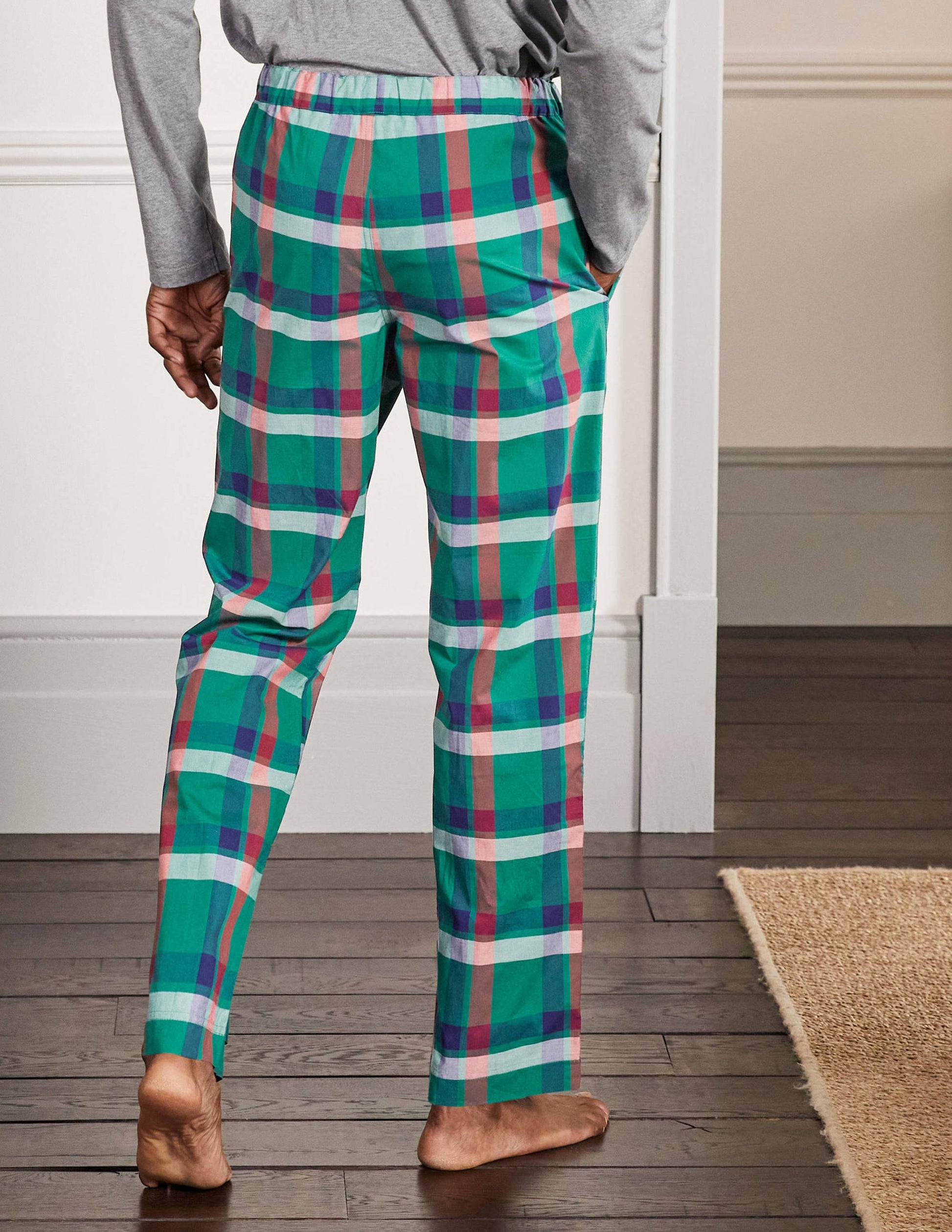 Cotton Poplin Pyjama Bottoms-Mountain Meadow Check-3