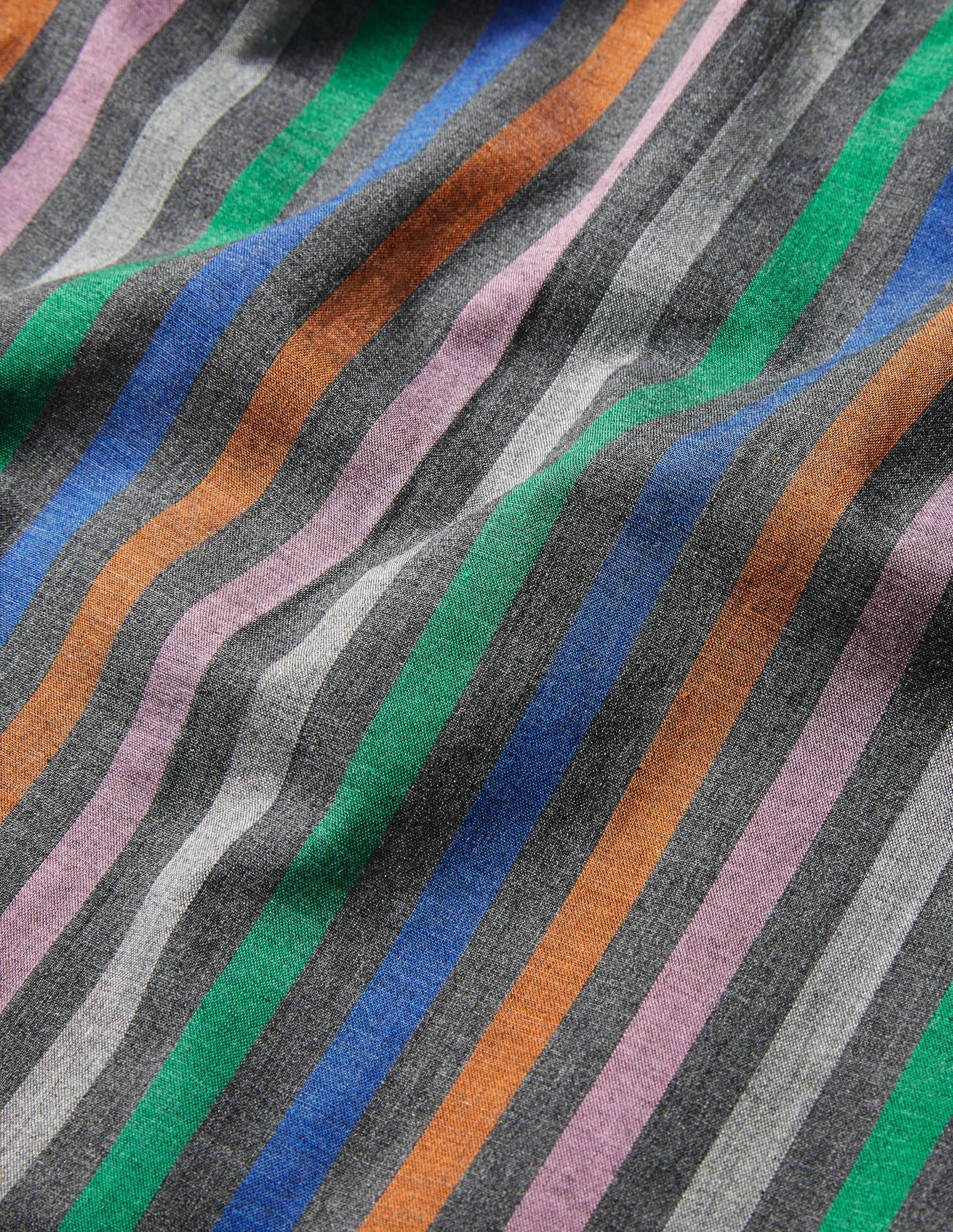Cotton Poplin Pyjama Bottoms-Charcoal Marl Multi Stripe-6