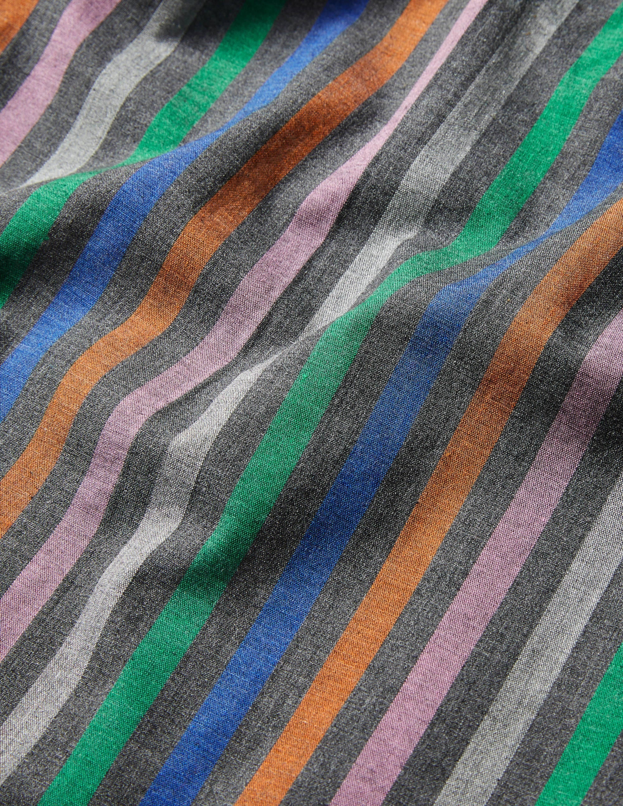 Cotton Poplin Pyjama Bottoms-Charcoal Marl Multi Stripe - Image 6