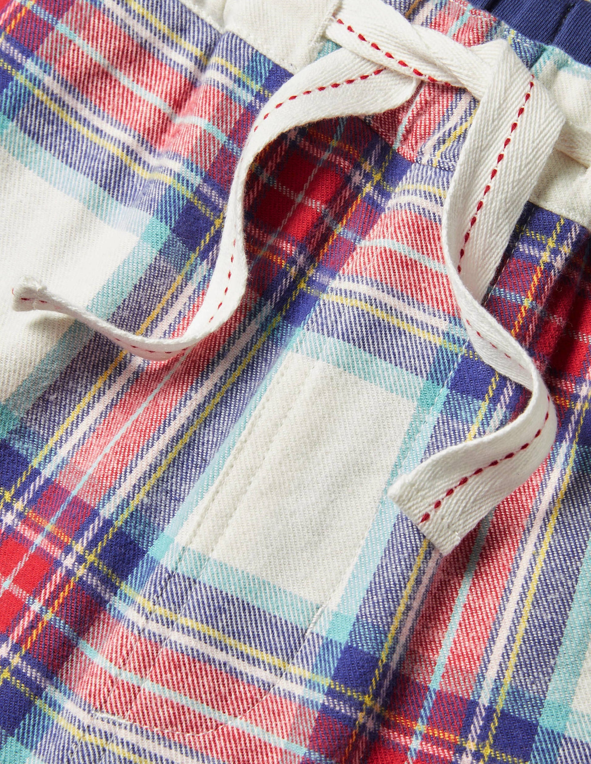 Brushed Cotton Pyjama Bottoms-Ivory/ Rockabilly Red Check-6