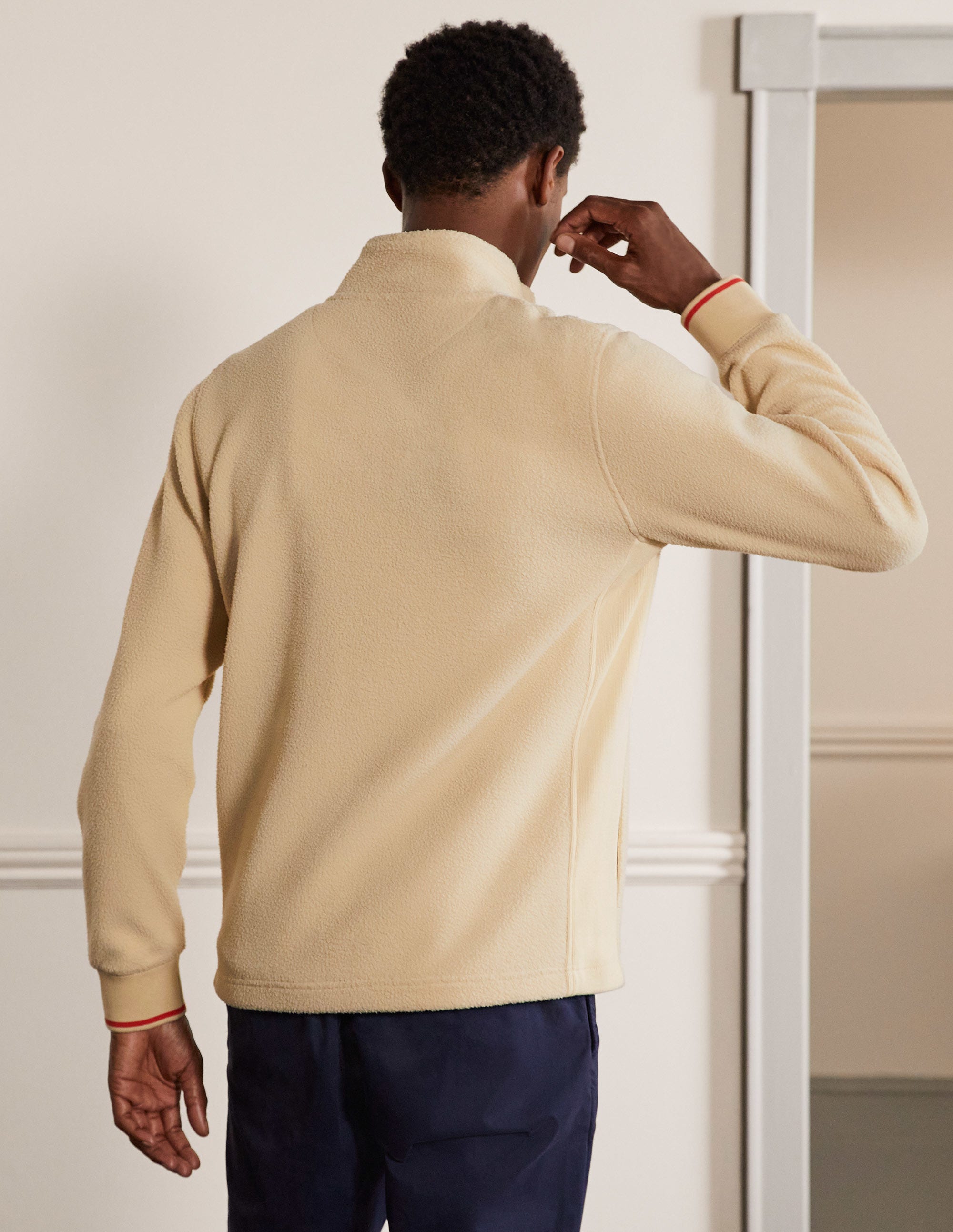 Sherpa Zip-through Jacket-Ecru - Image 3