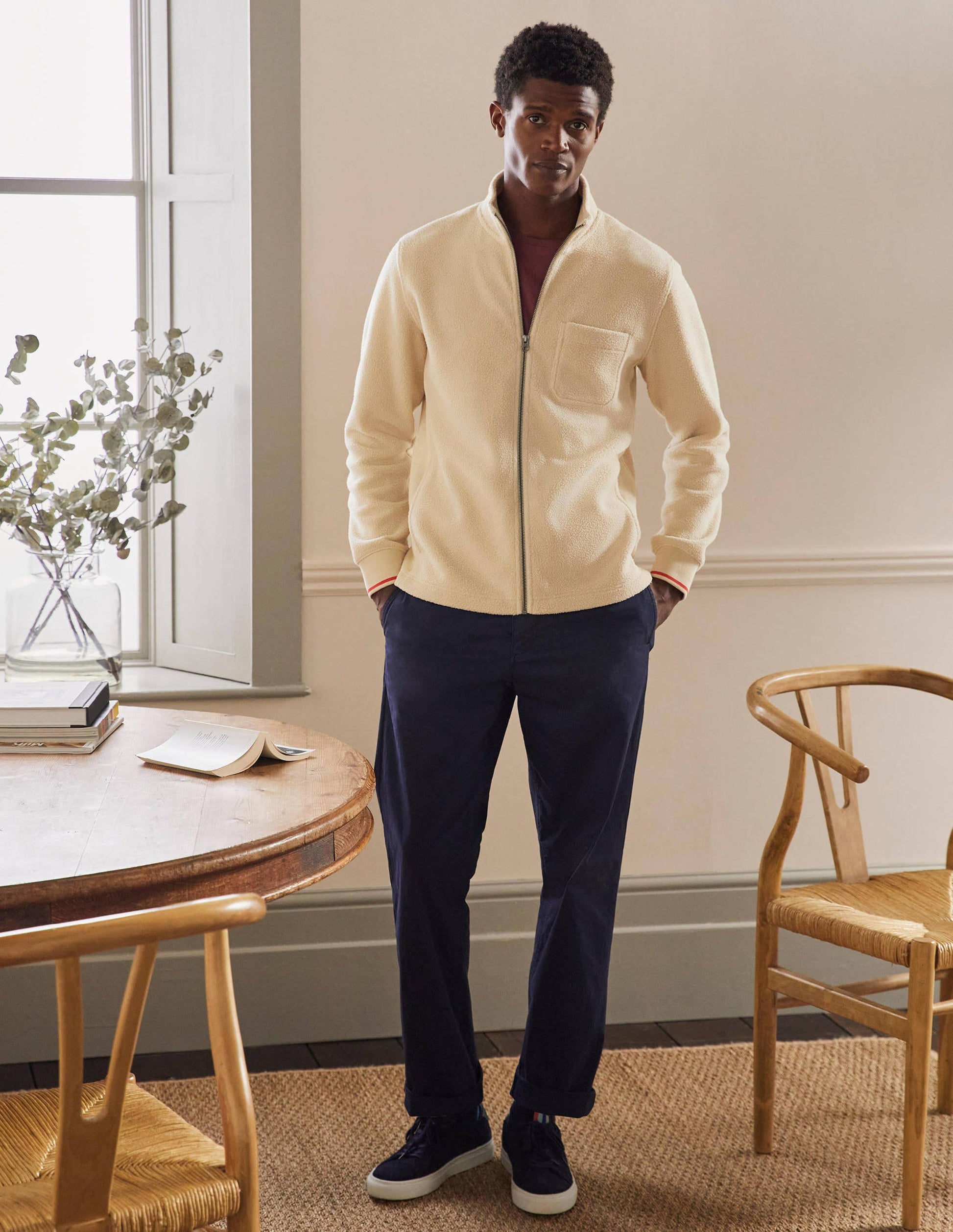 Sherpa Zip-through Jacket-Ecru-4
