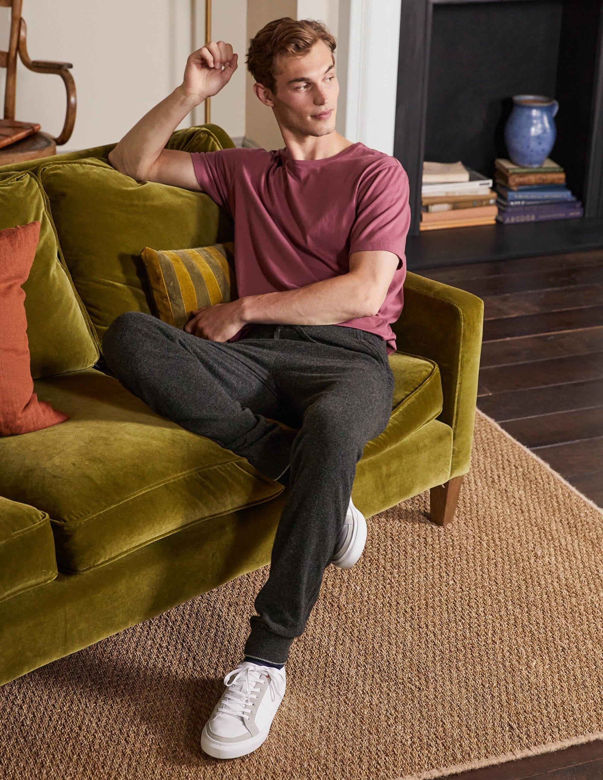 Cashmere Knitted Joggers-Dark Grey Melange - Image 1