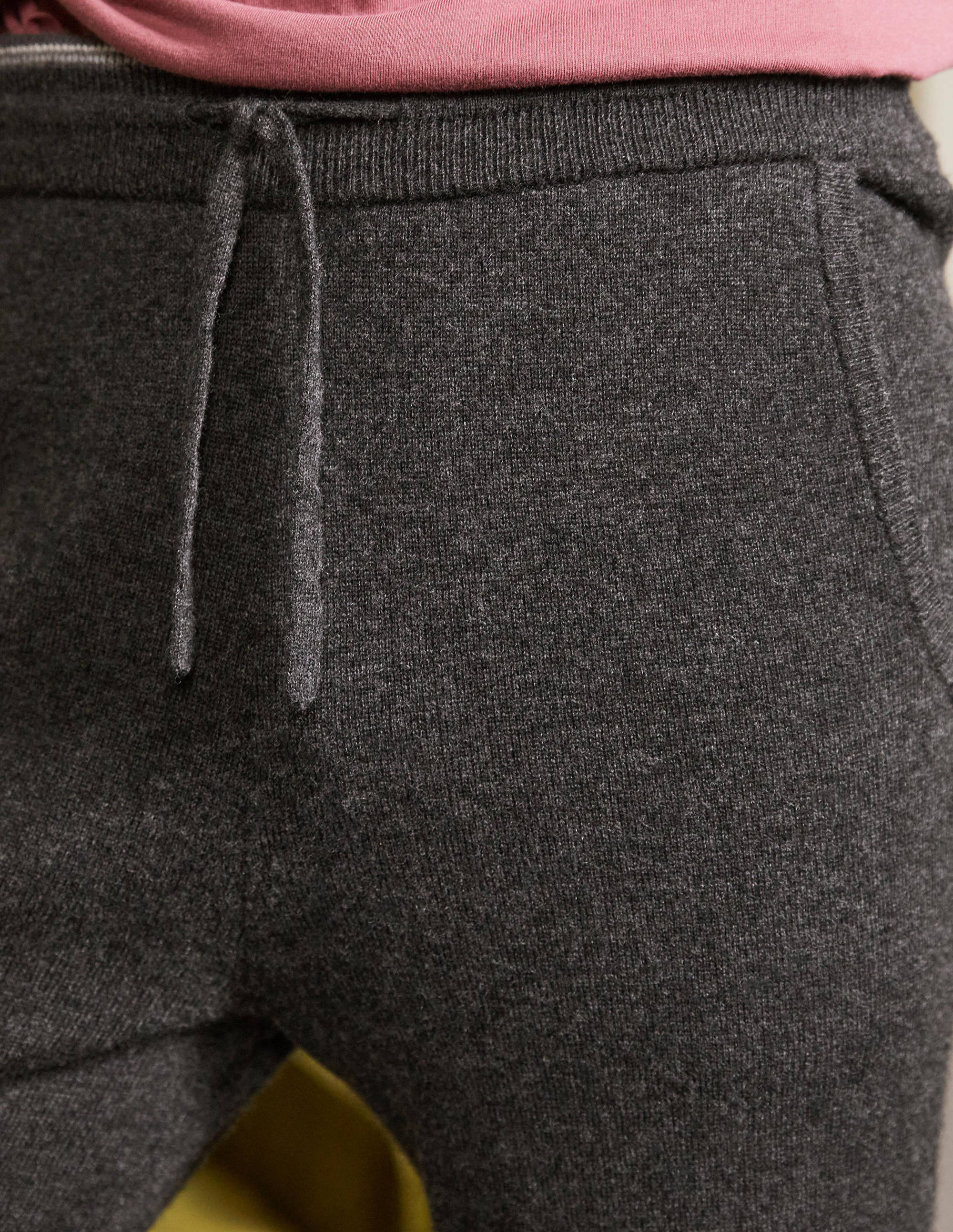 Cashmere Knitted Joggers-Dark Grey Melange - Image 2
