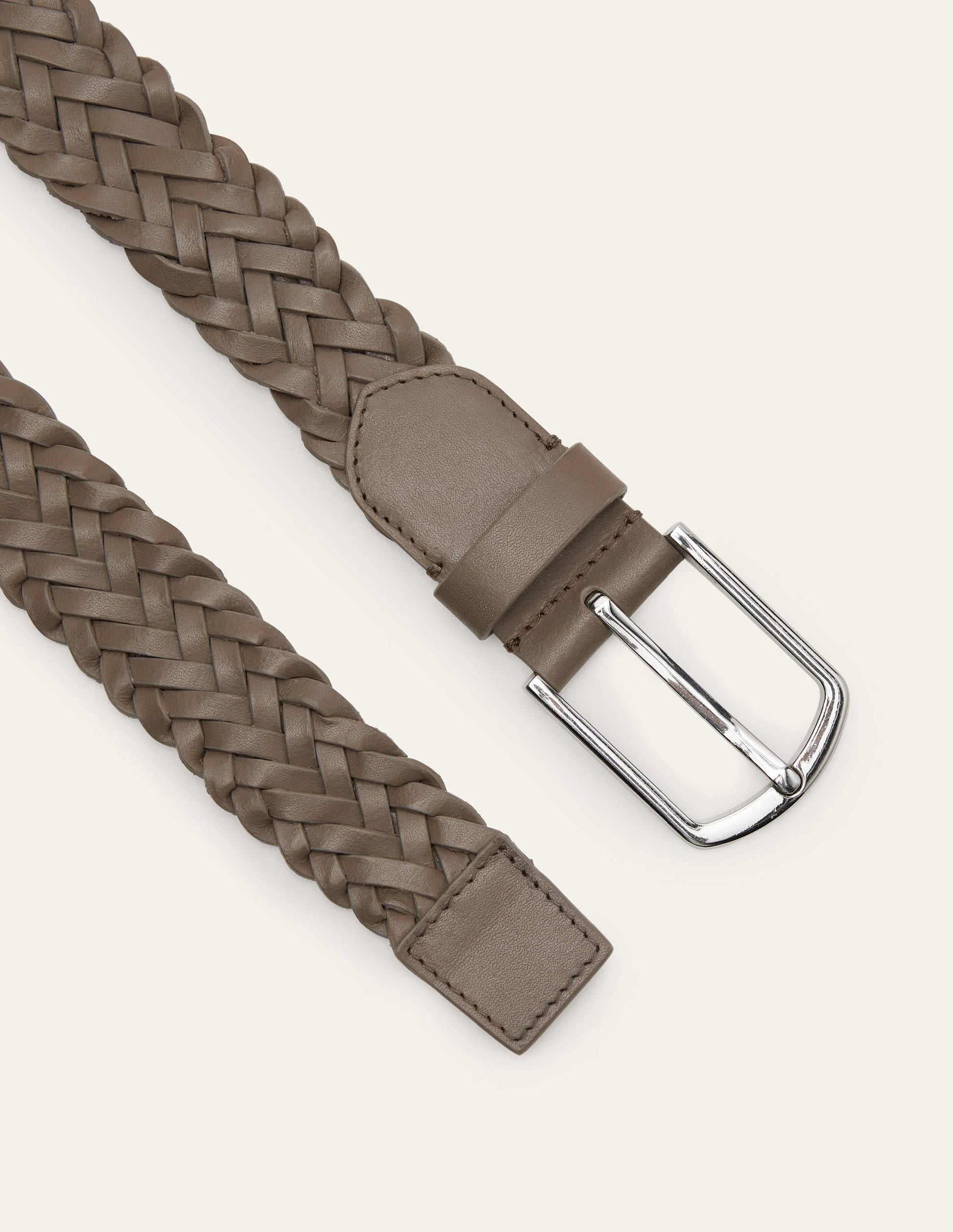 Leather Plaited Belt-Mushroom-2