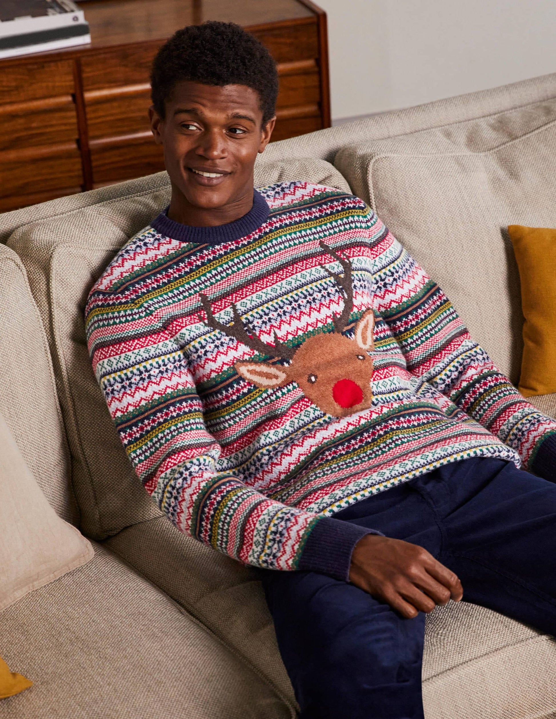 Christmas Crew Neck-Reindeer Fairisle-1