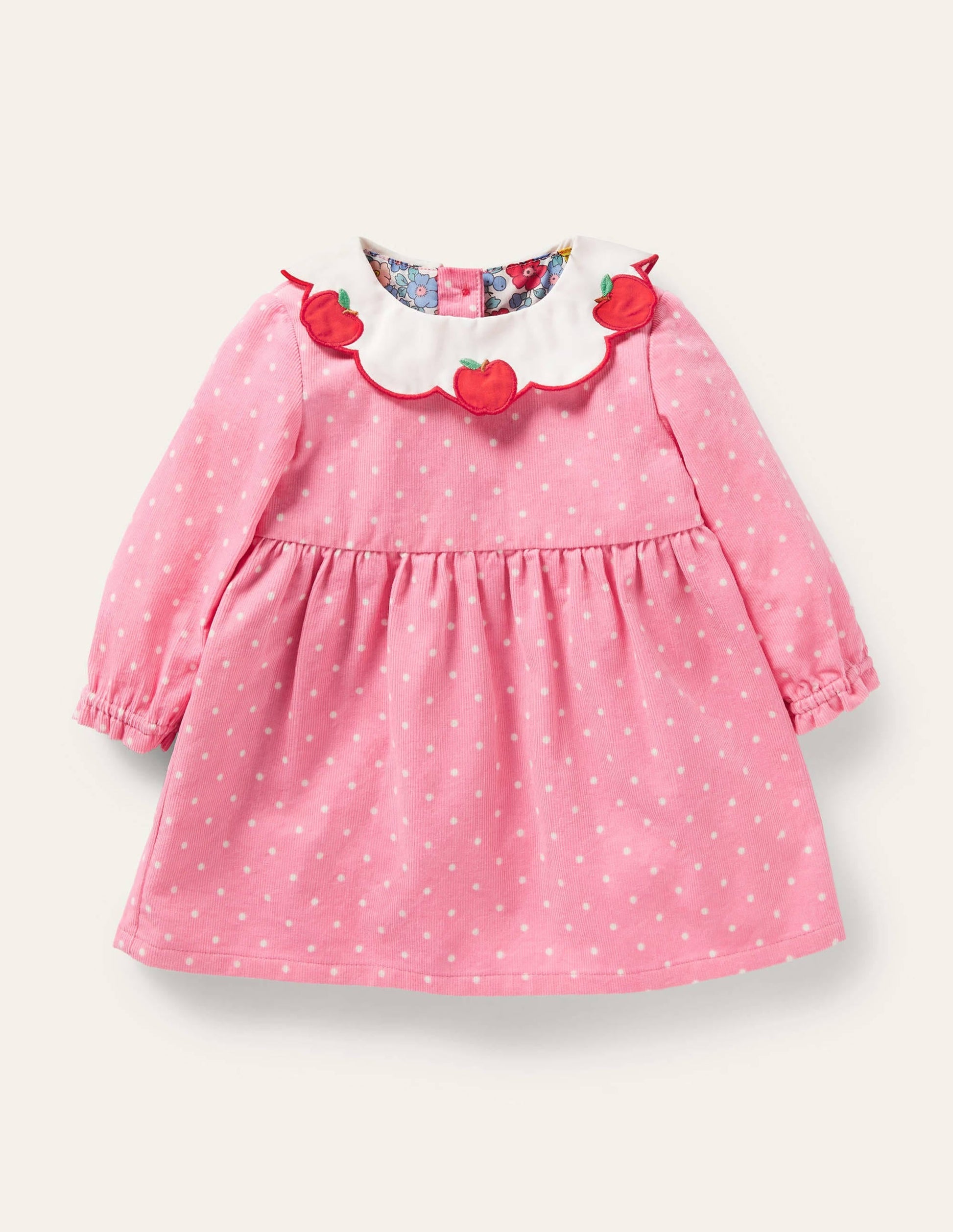 Apple Collar Cord Dress-Formica Pink Pin Spot-1