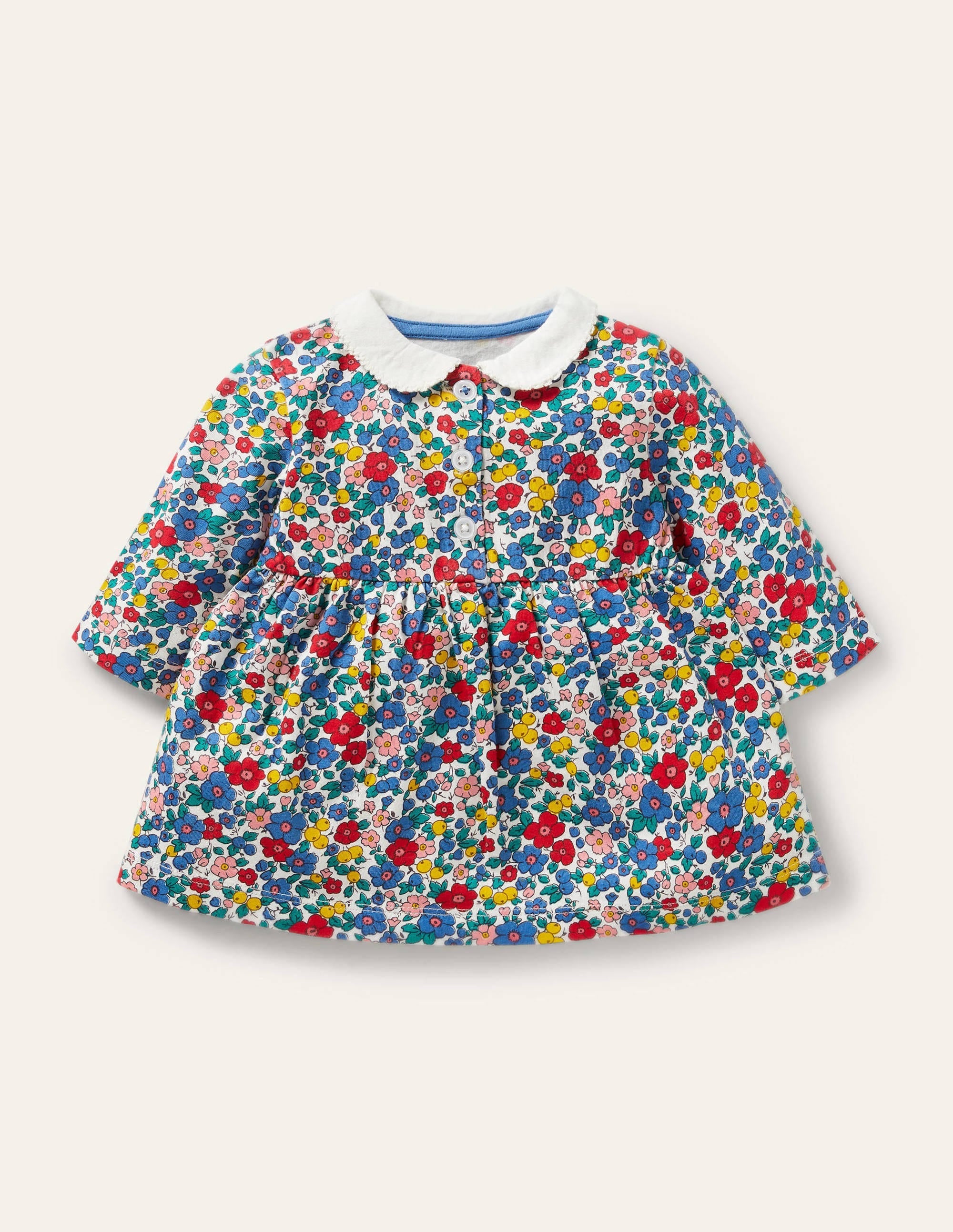 Jersey Collared Dress-Multi Sky Apple Blossom - Image 1