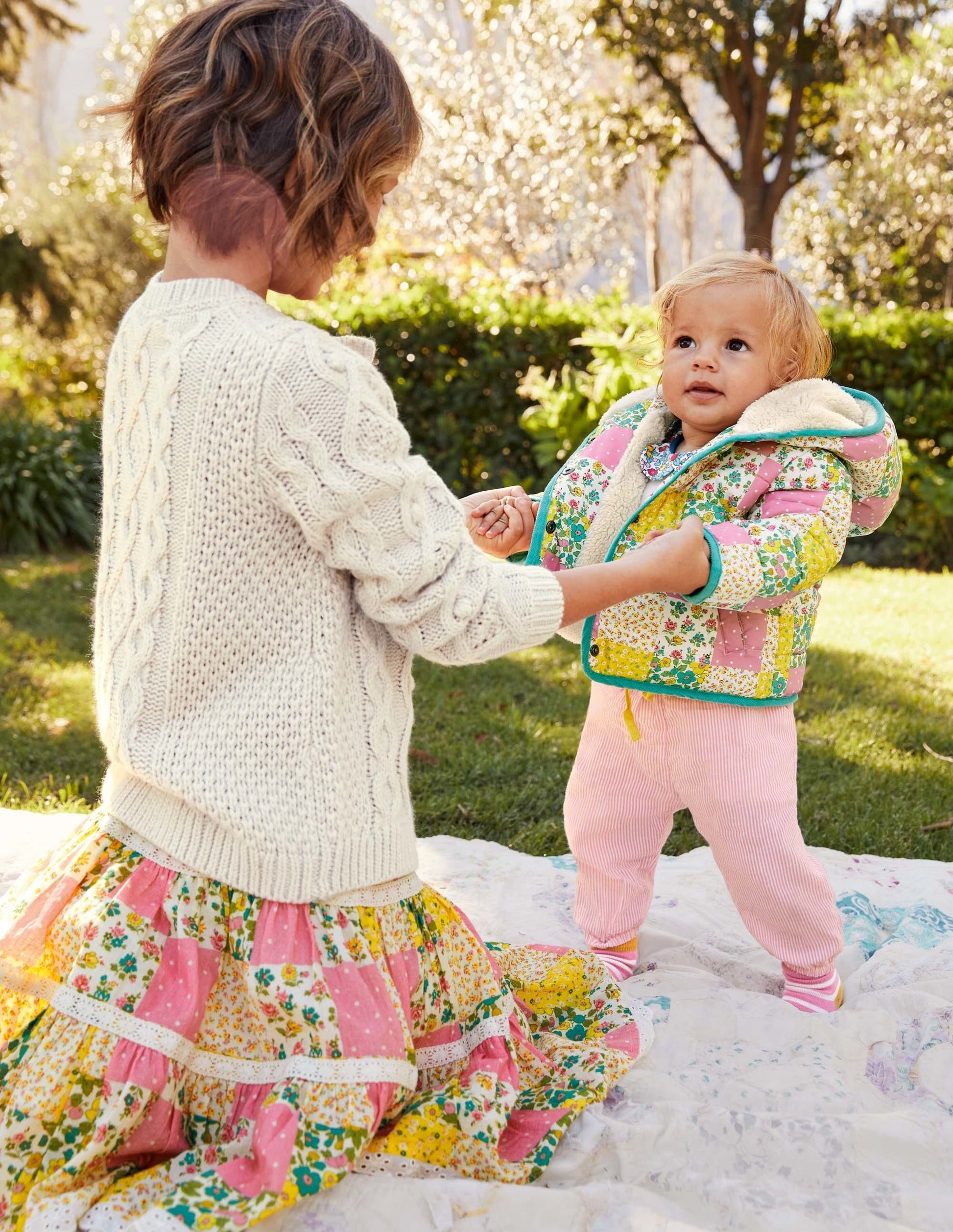 Padded Jacket-Multi Floral Patchwork-4