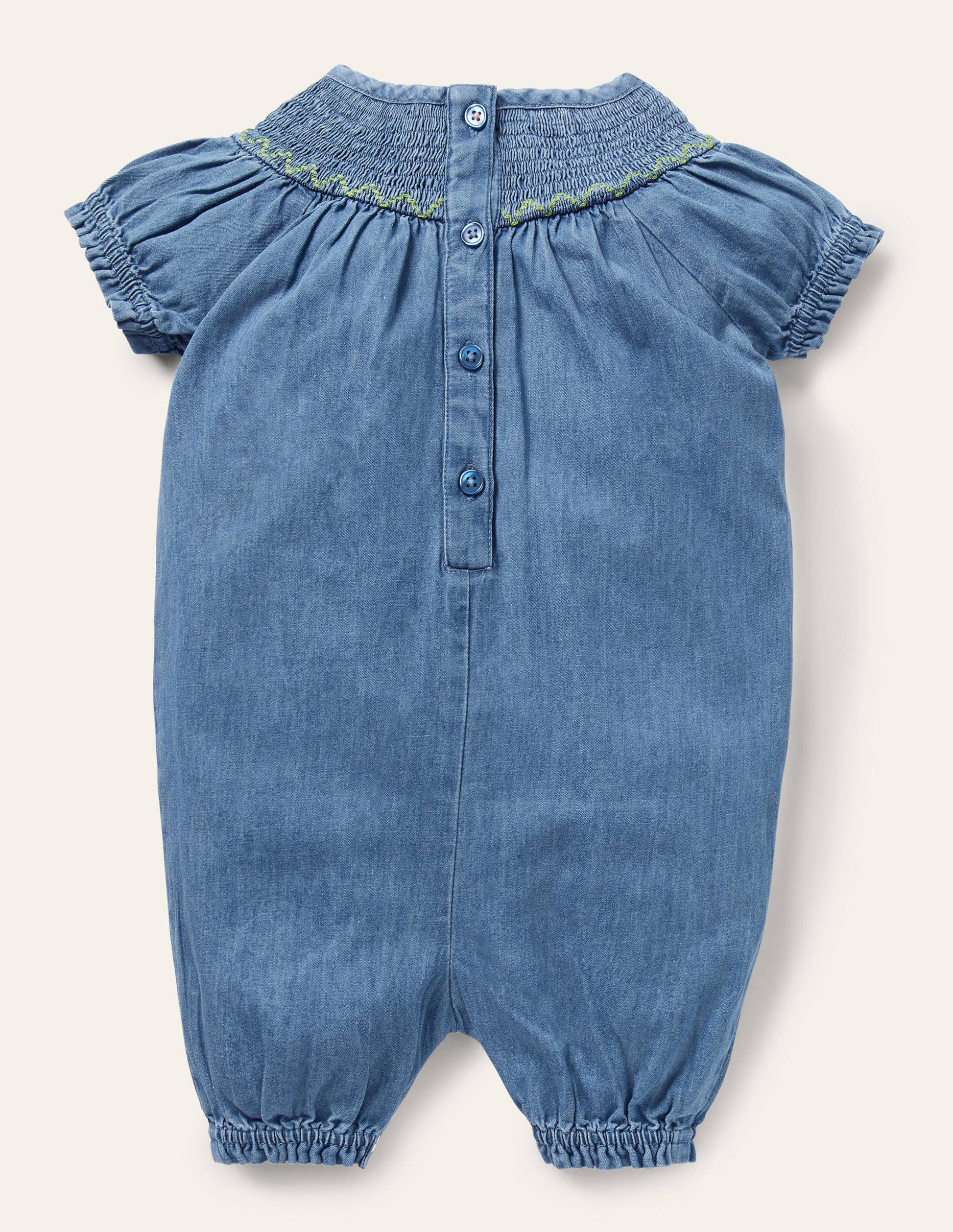 Smocked All-in-One Romper-Chambray Denim-2