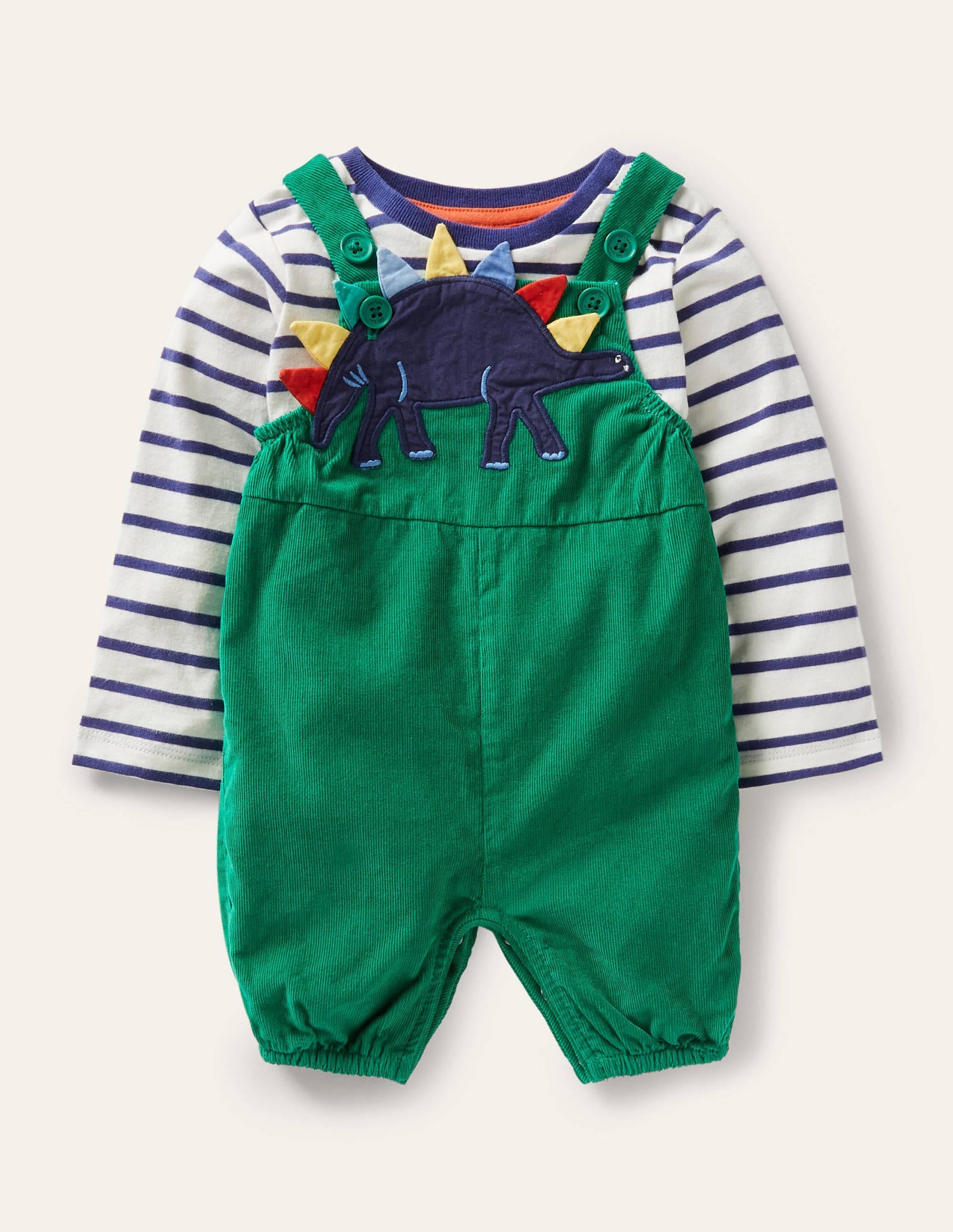 Fun Dungaree Set-Highland Green Dino - Image 1