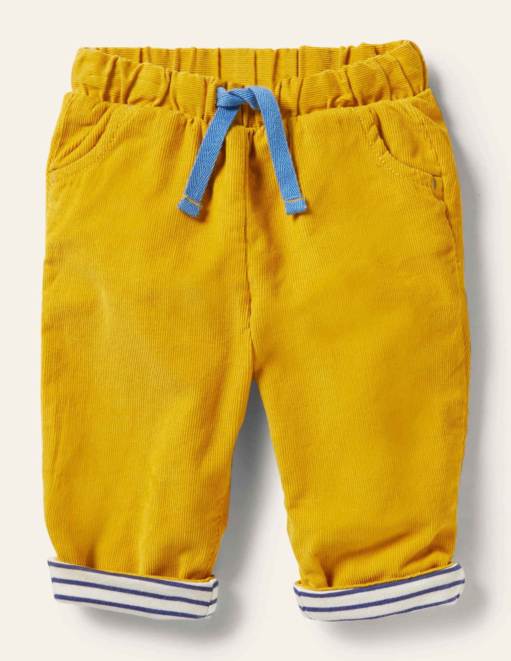 Jersey-lined Cord Trousers-Honeycomb Yellow-1