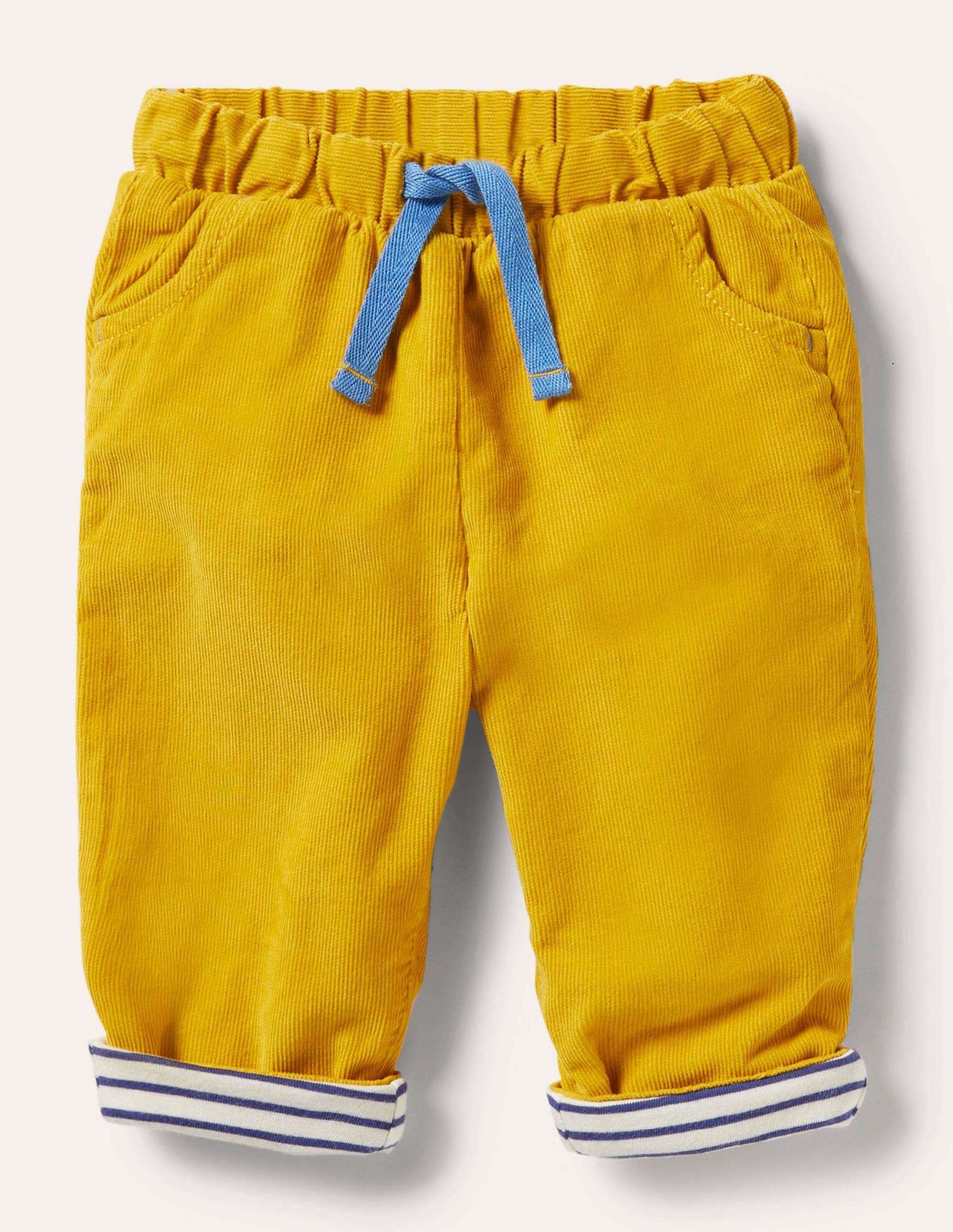 Jersey-lined Cord Trousers-Honeycomb Yellow - Image 1