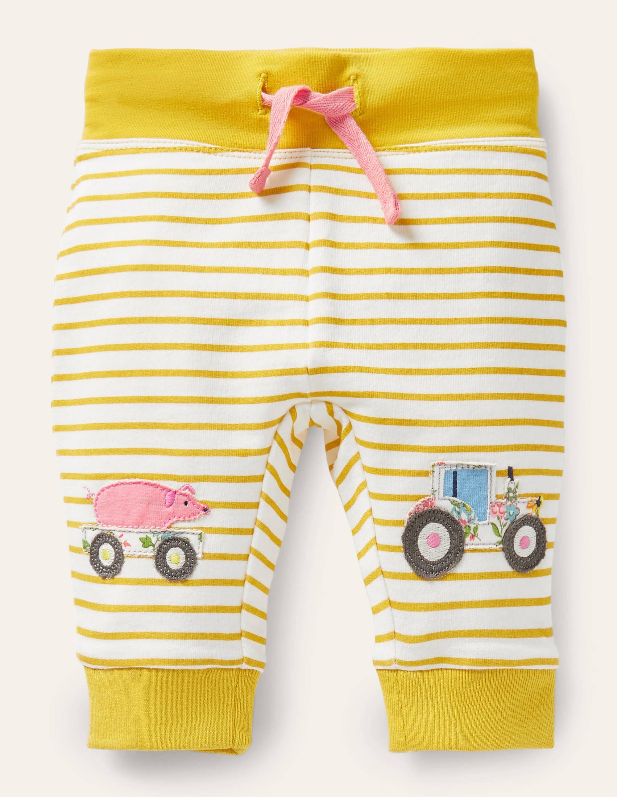 Appliqué Knee Jersey Bottoms-Ivory/Sweetcorn Yellow Farm - Image 1