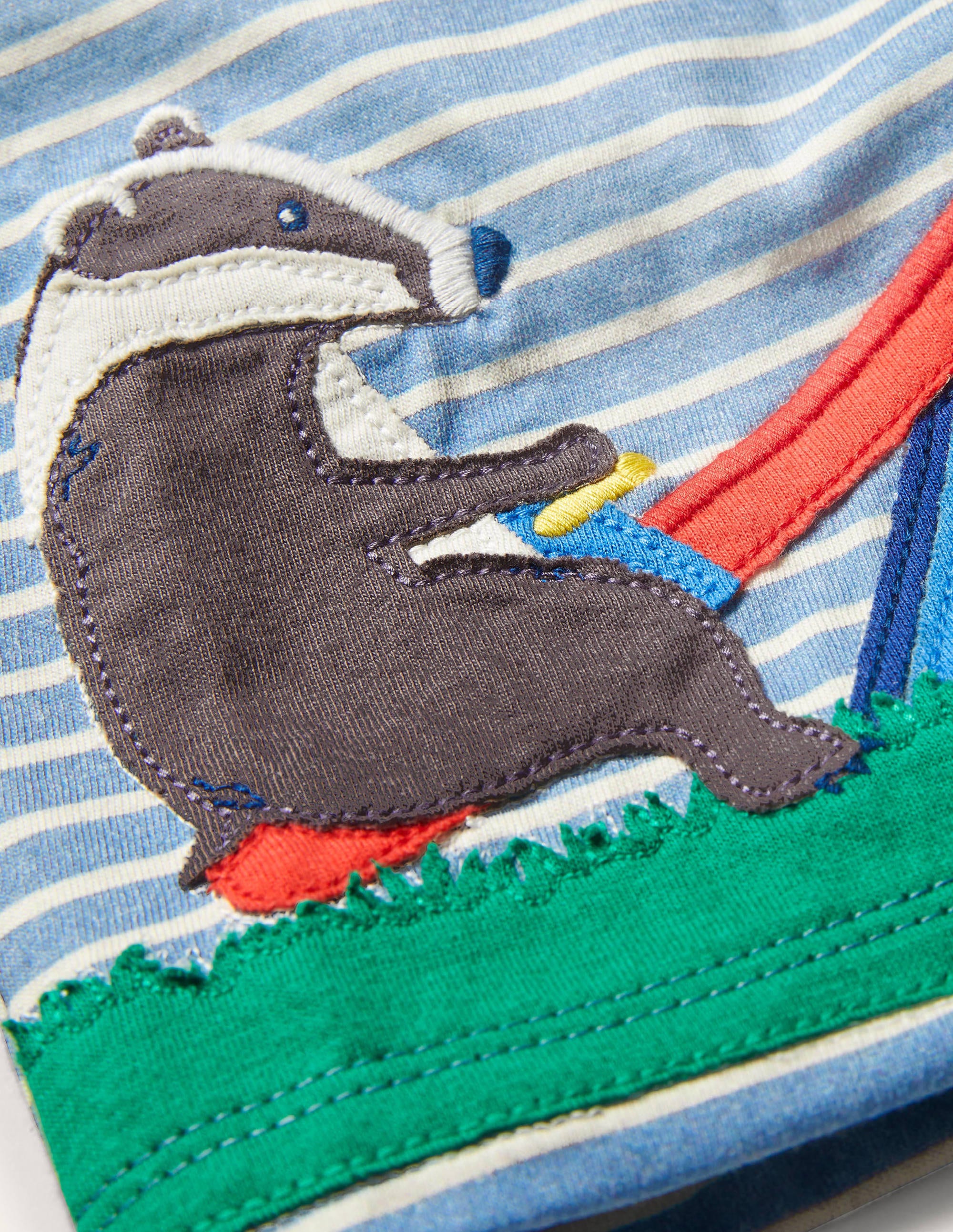 Big Appliqué T-shirt-Surfboard Blue/Ivory Seesaw - Image 3