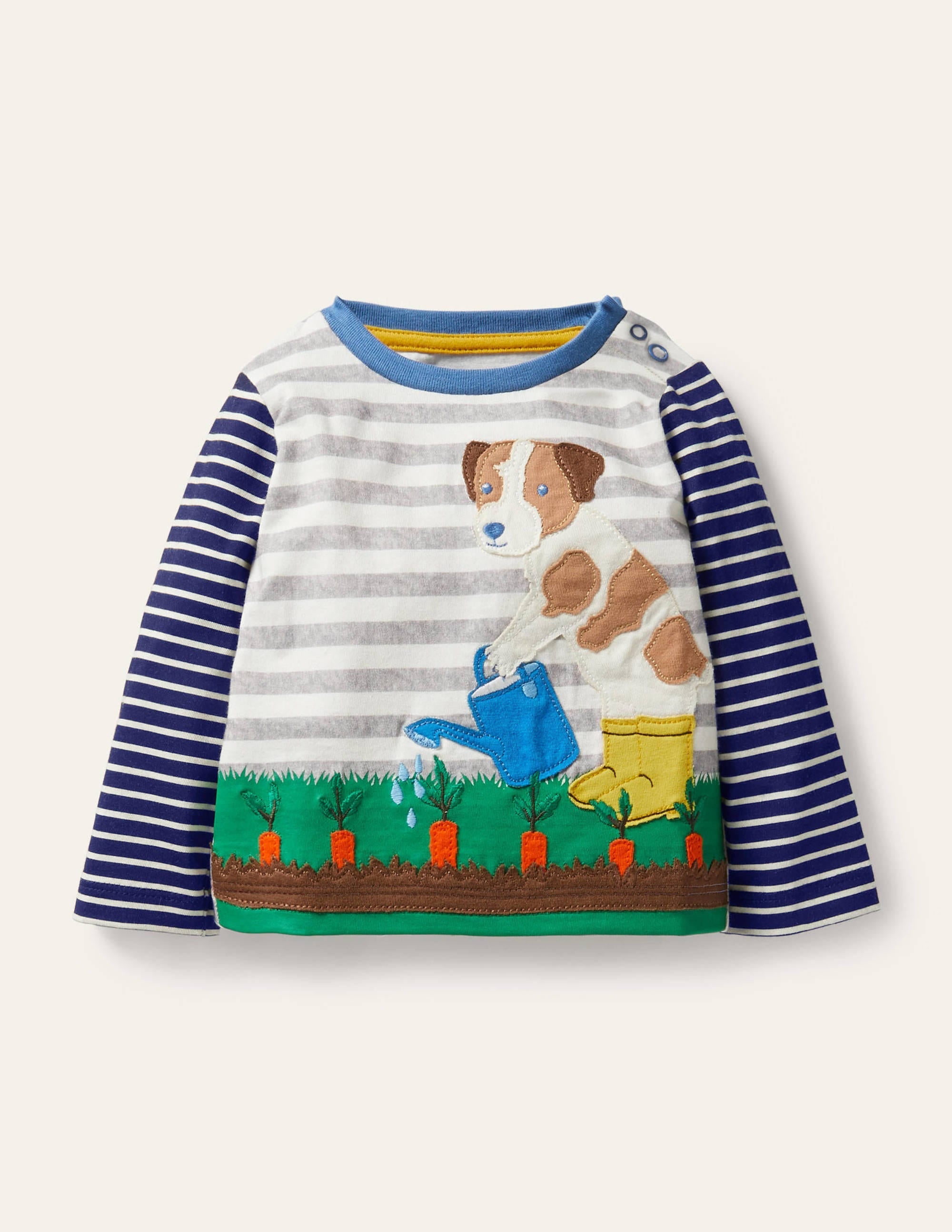 Big Appliqué T-shirt-Grey Marl/Ivory Sprout - Image 1