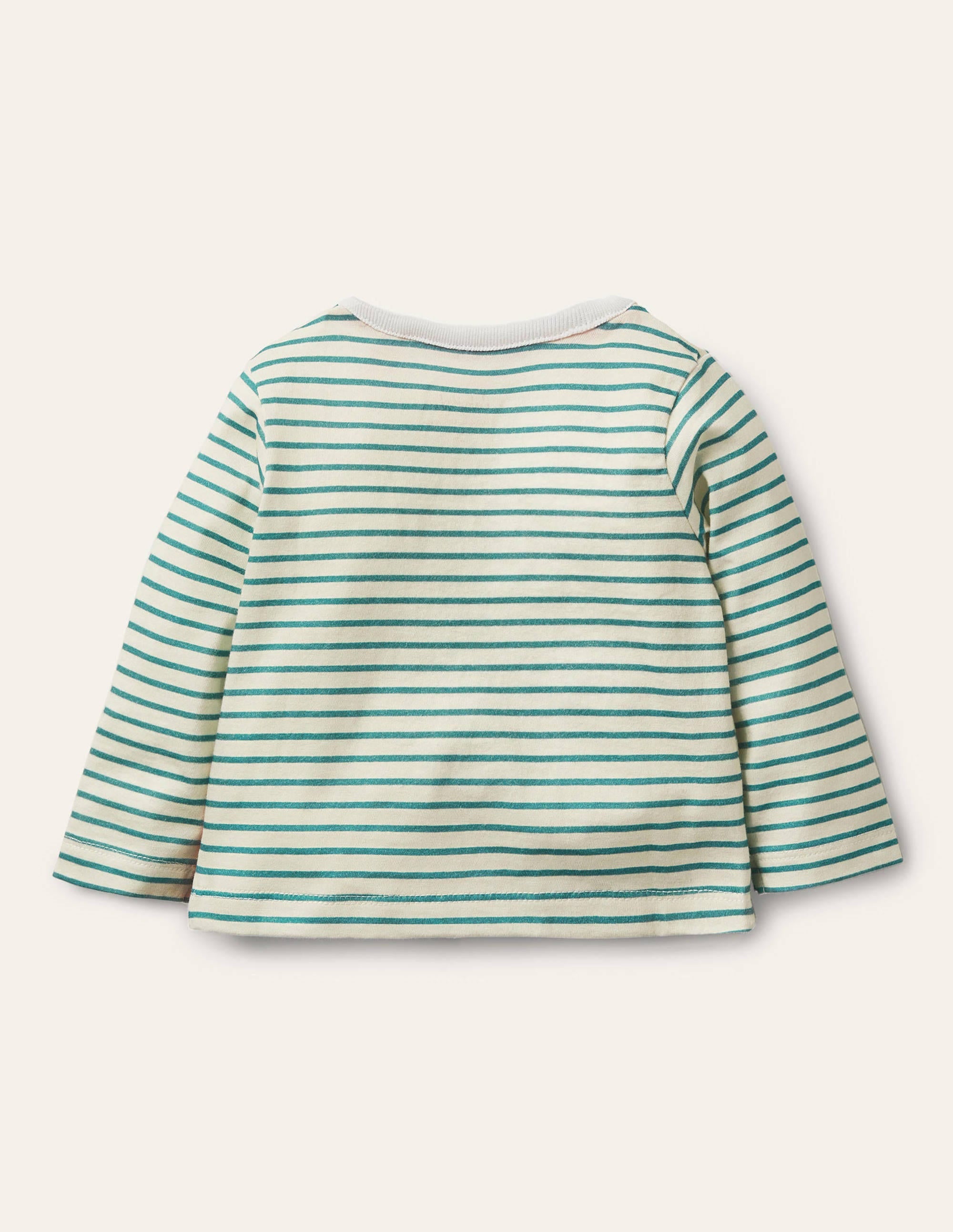 Stripy Lift-the-Flap T-shirt-Ivory/Brook Blue Chickens - Image 2