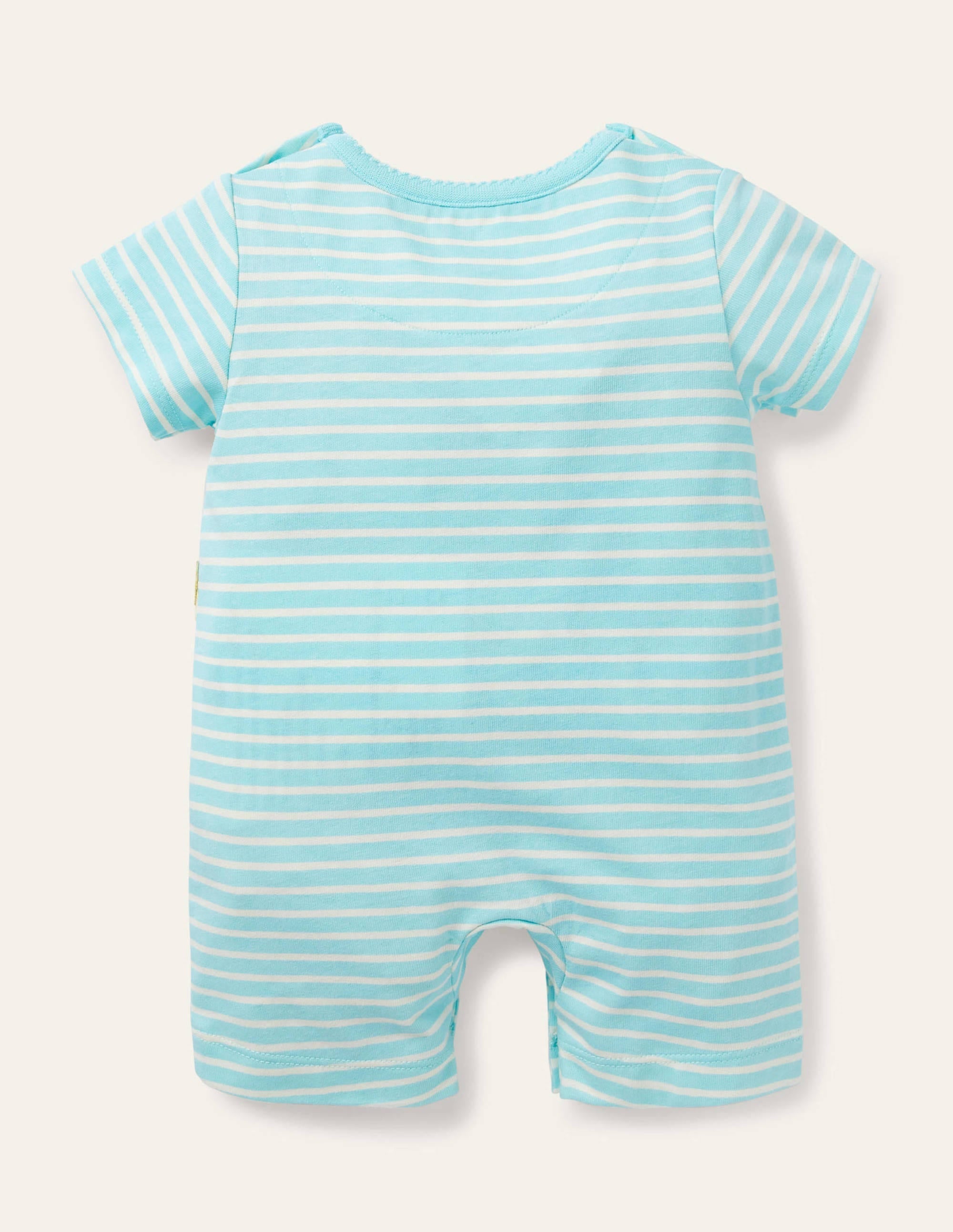 Jersey Appliqué Romper-Ivory/Georgian Blue Ducks - Image 2
