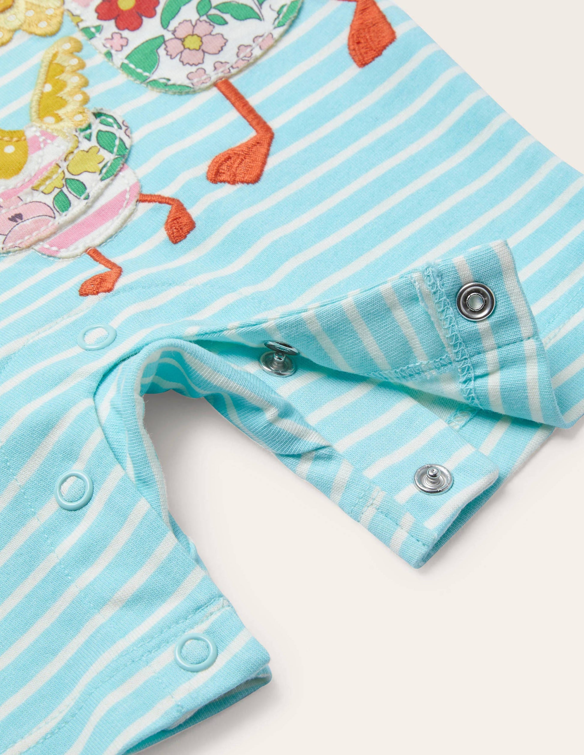 Jersey Appliqué Romper-Ivory/Georgian Blue Ducks-3