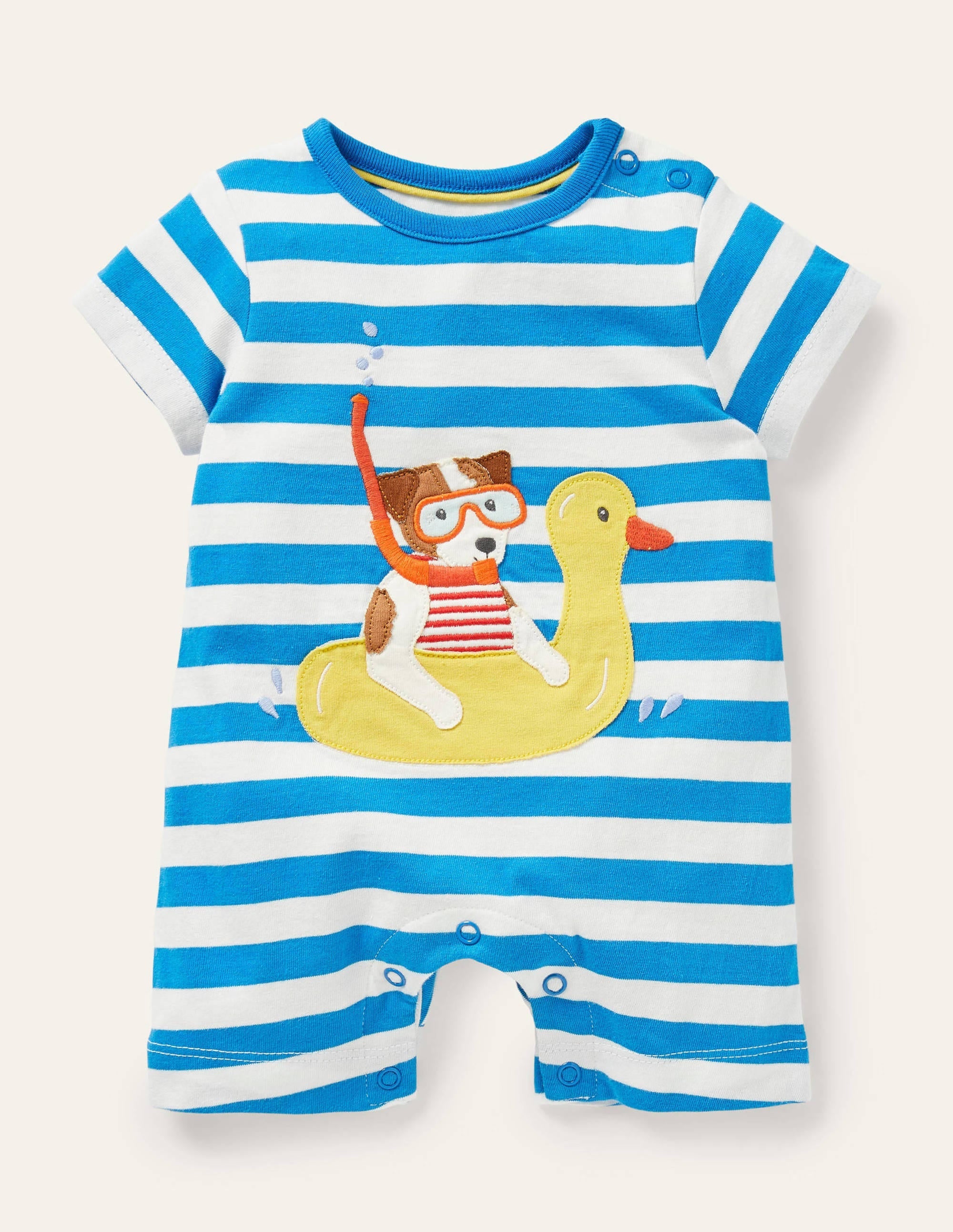 Short Jersey Romper-Ivory/Moroccan Blue Sprout - Image 1