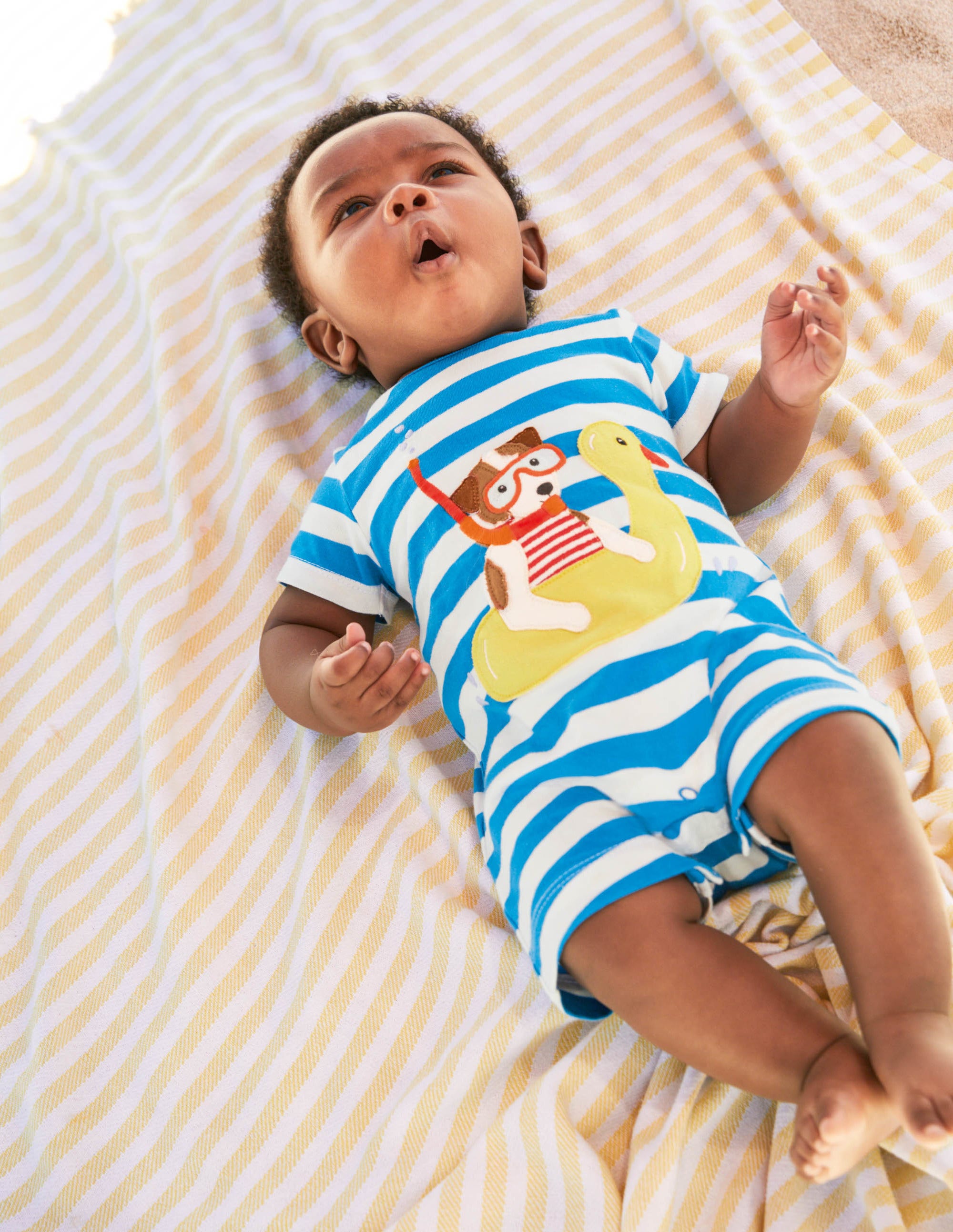 Short Jersey Romper-Ivory/Moroccan Blue Sprout - Image 4