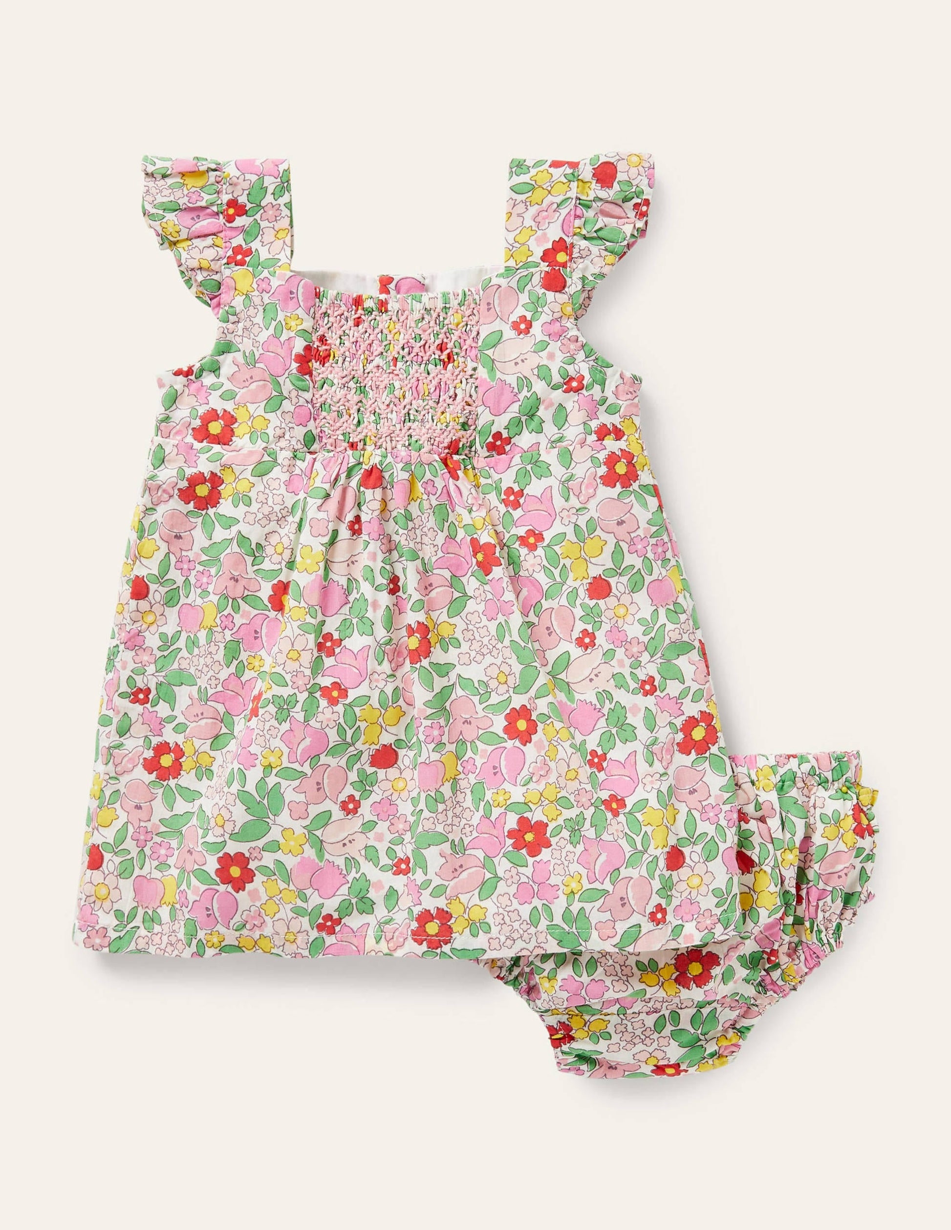 Floral Smocked Dress-Pink Lemonade Ditsy Floral-1