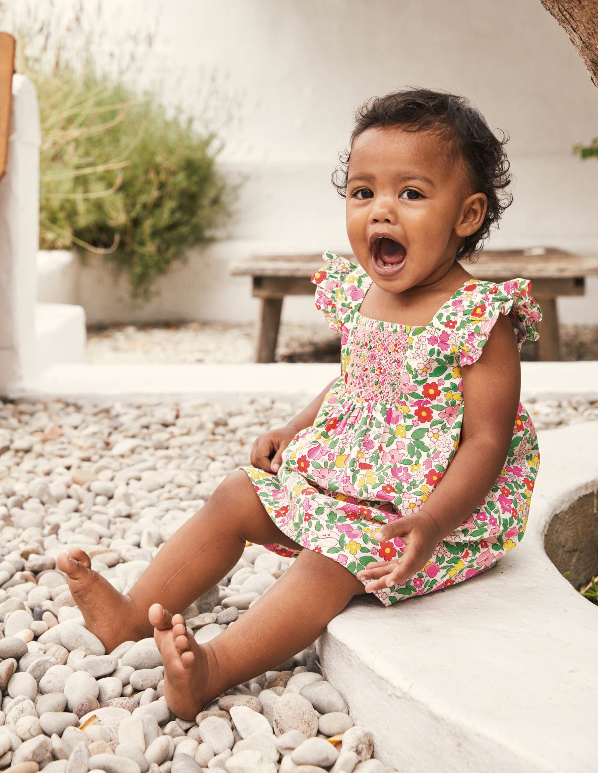 Floral Smocked Dress-Pink Lemonade Ditsy Floral-4