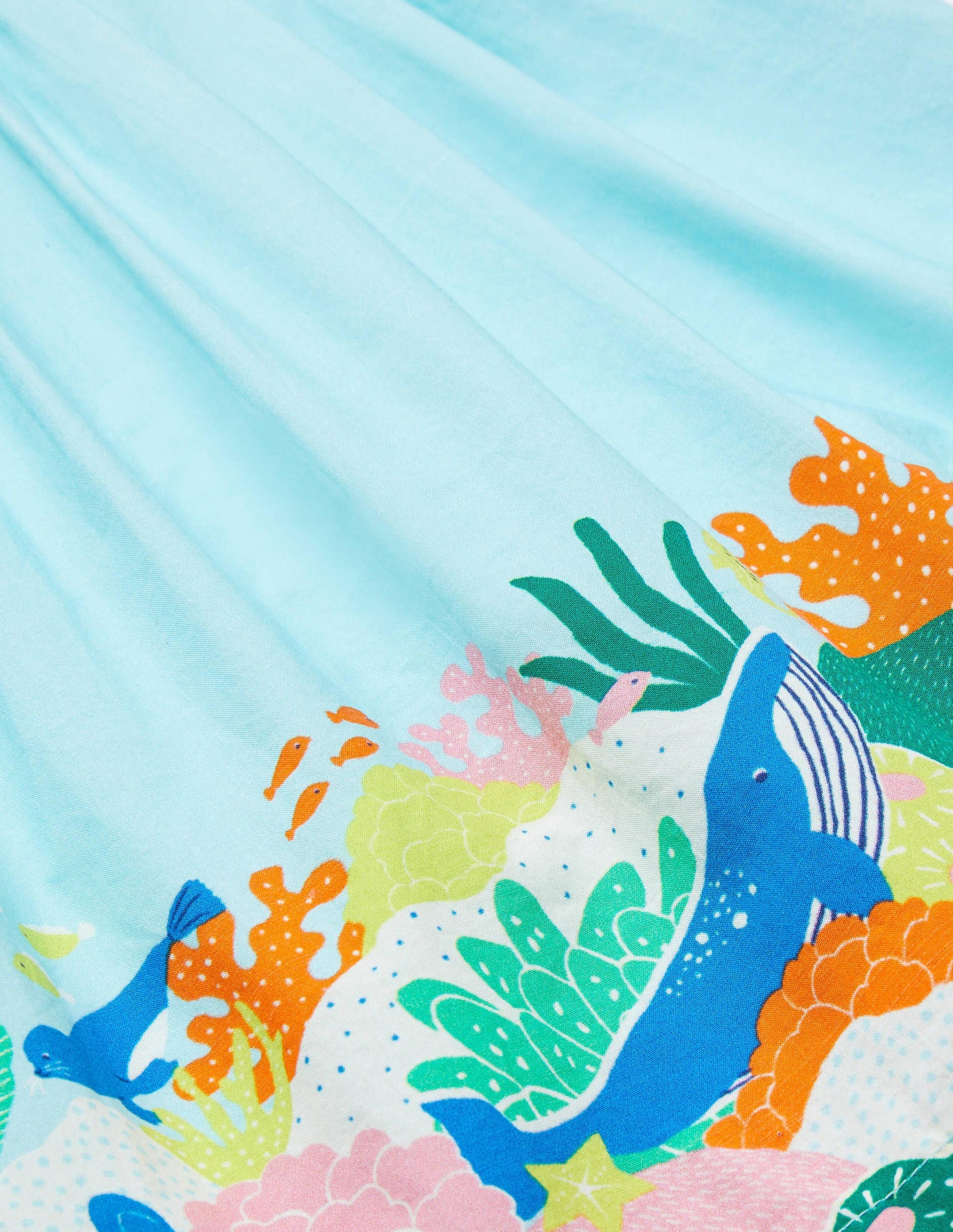 Woven Coral Scene Dress-Georgian Blue Coral Reef-3