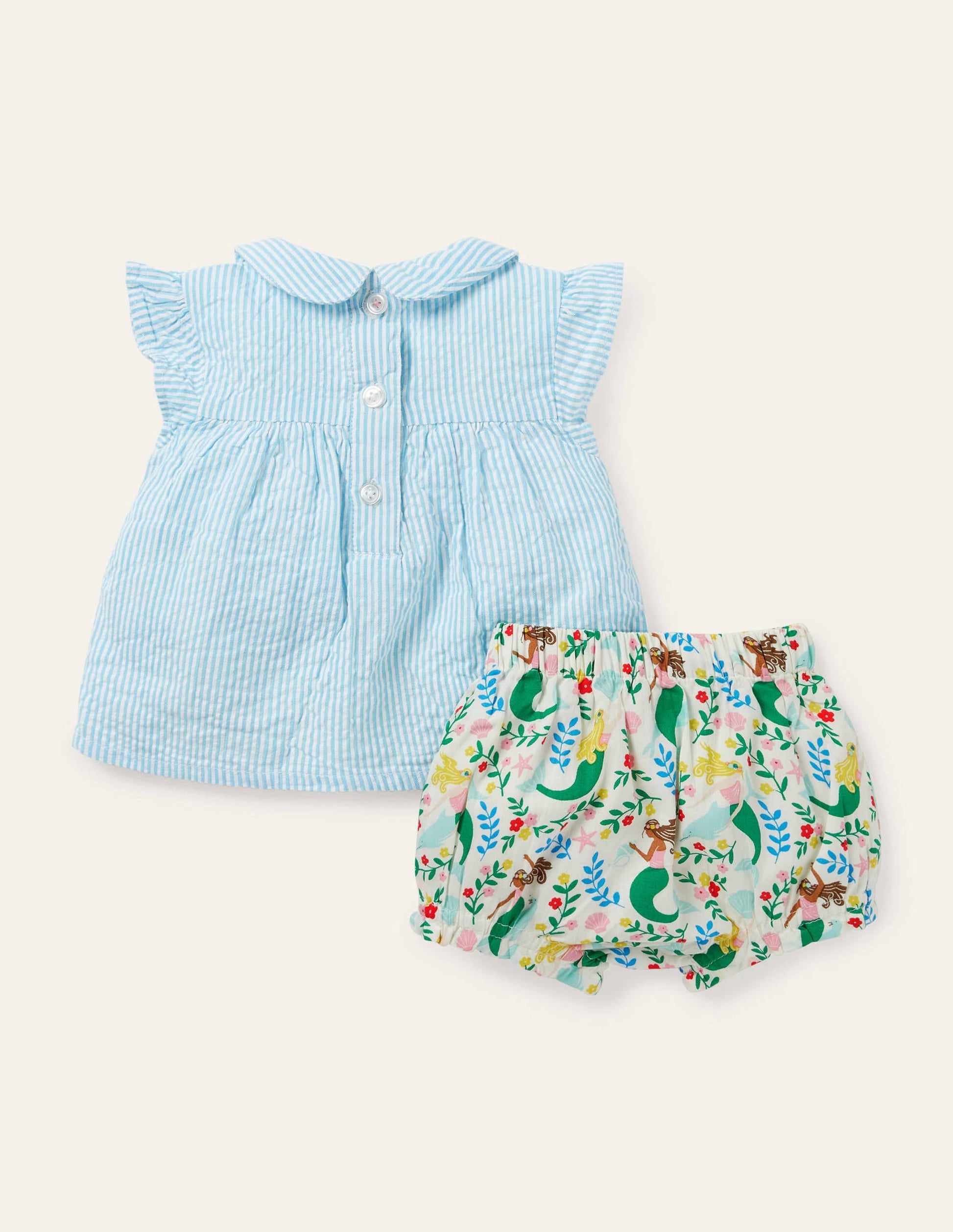 Woven Short Set-Ivory Mermaid Garden-2