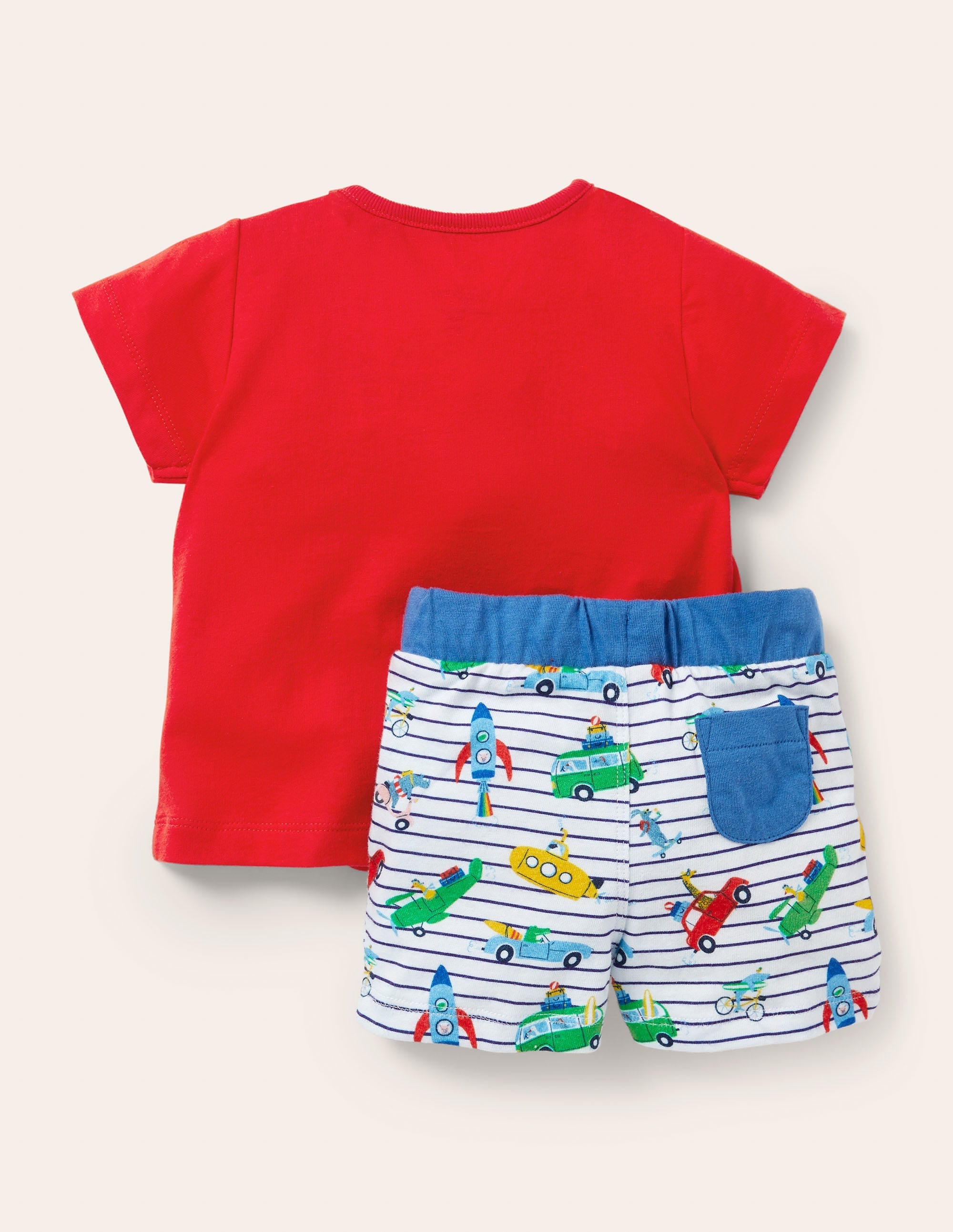 Applique' Short Set-Ivory/Blue Animal Adventures - Image 2