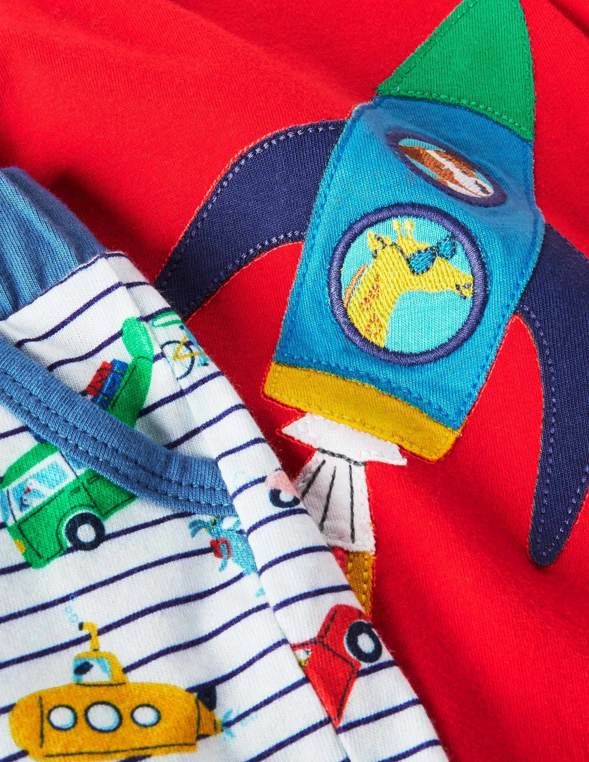 Applique' Short Set-Ivory/Blue Animal Adventures - Image 3