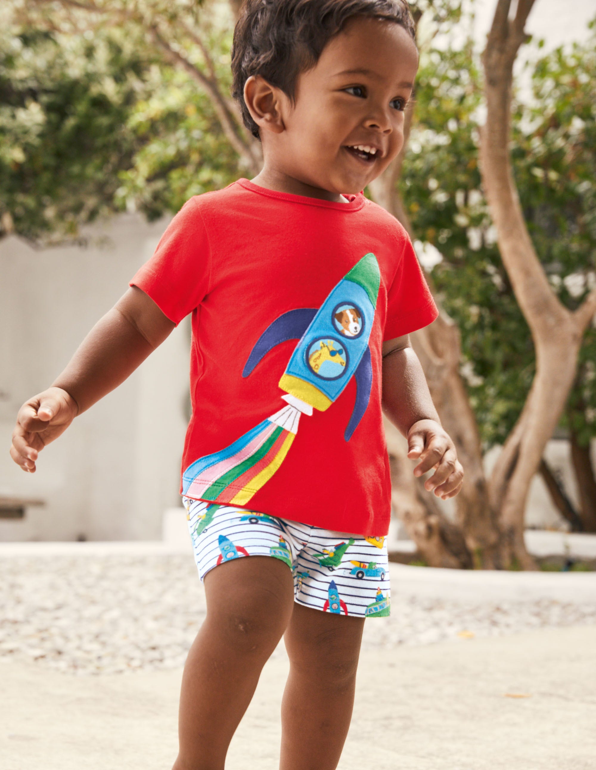 Applique' Short Set-Ivory/Blue Animal Adventures - Image 4