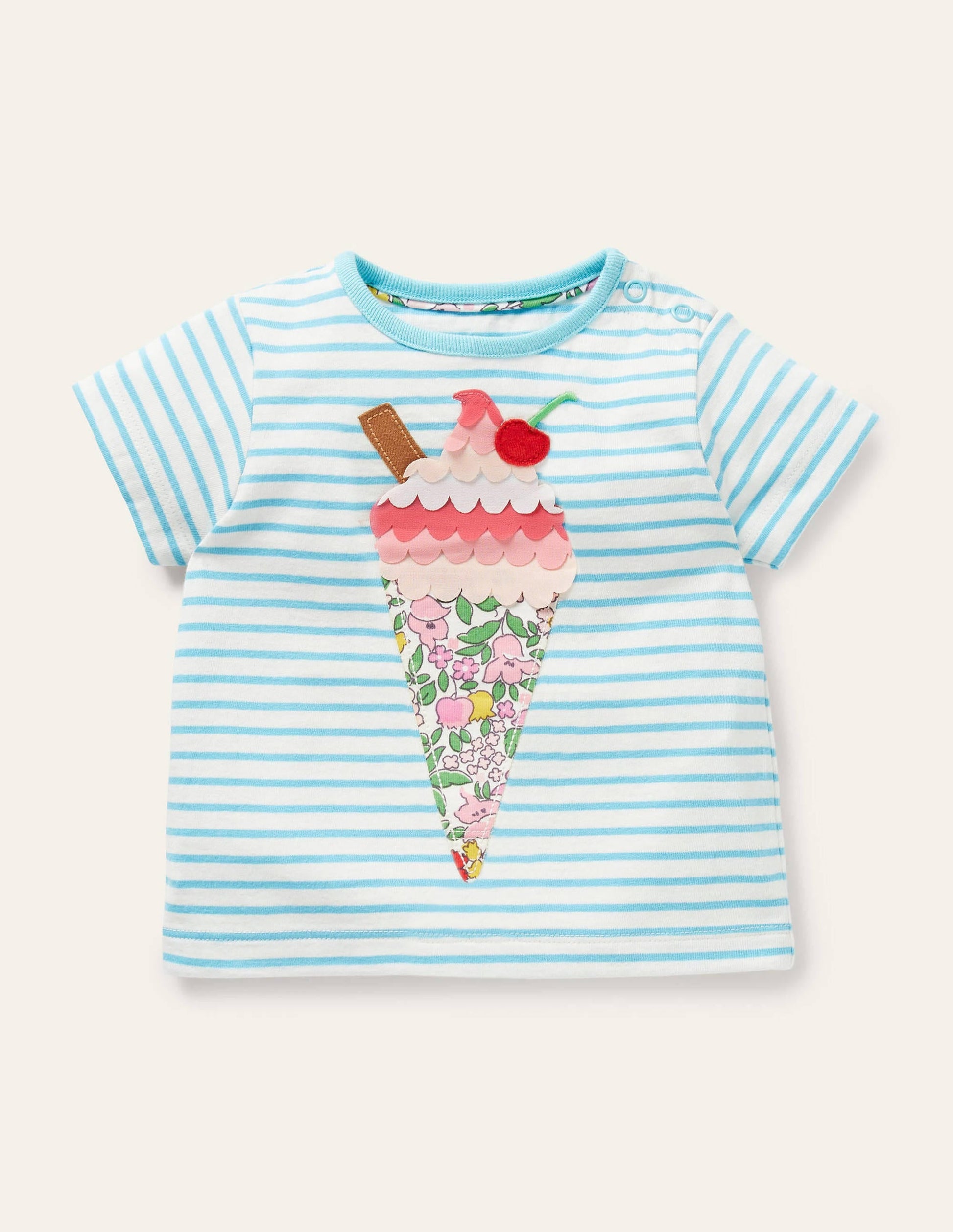 Holiday Appliqué T-shirt-Ivory/Aqua Blue Ice-Cream-1