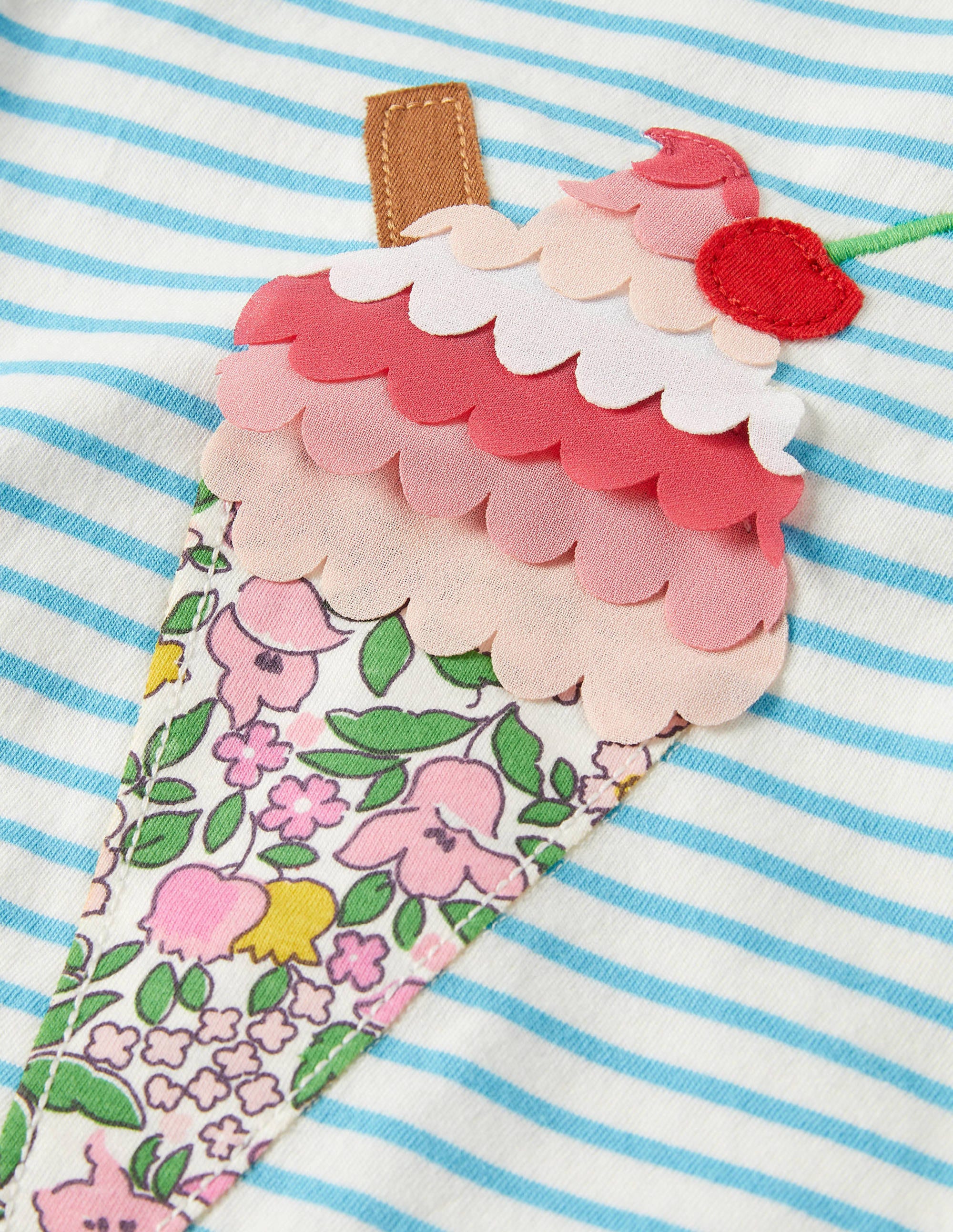 Holiday Appliqué T-shirt-Ivory/Aqua Blue Ice-Cream - Image 3