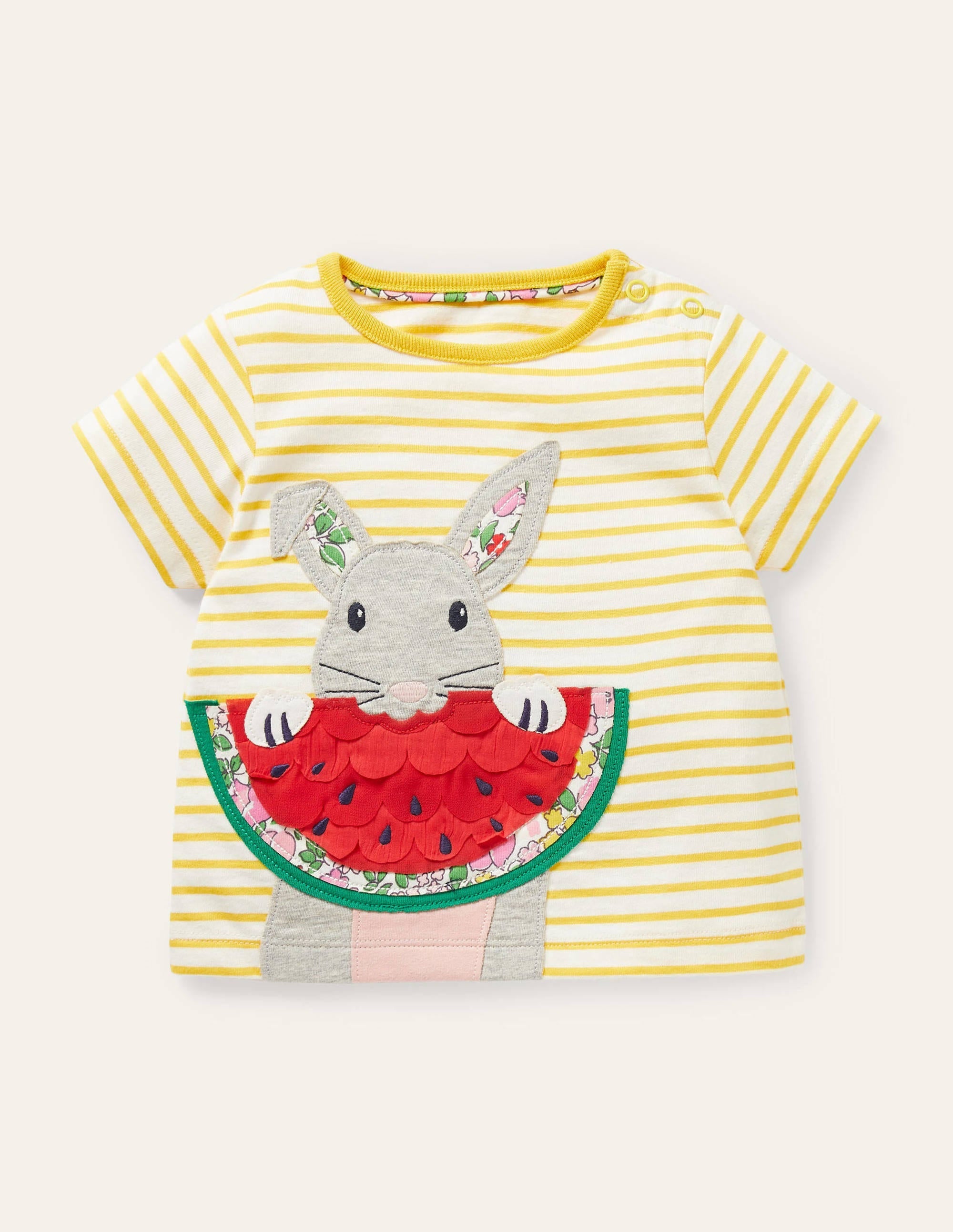 Holiday Appliqué T-shirt-Ivory/Sweetcorn Yellow Bunny - Image 1