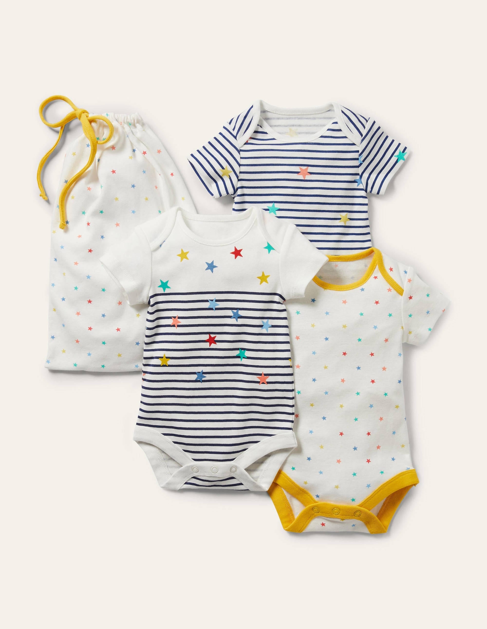 Organic 3 Pack Bodysuits-Multi Stars - Image 1