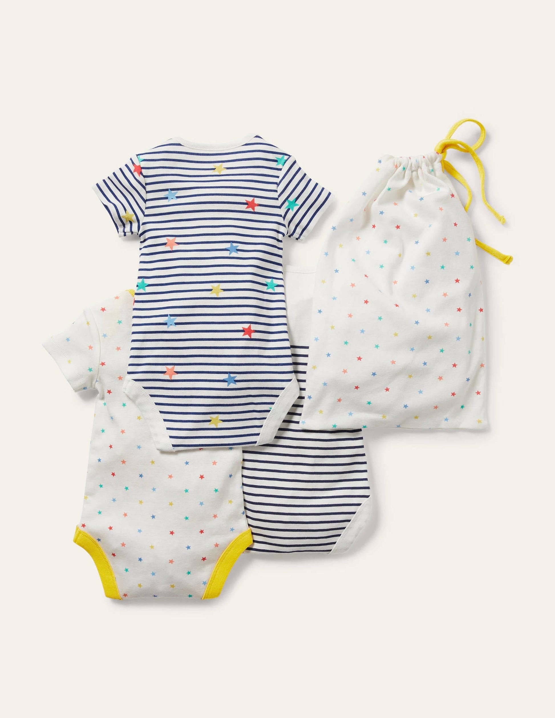 Organic 3 Pack Bodysuits-Multi Stars-2