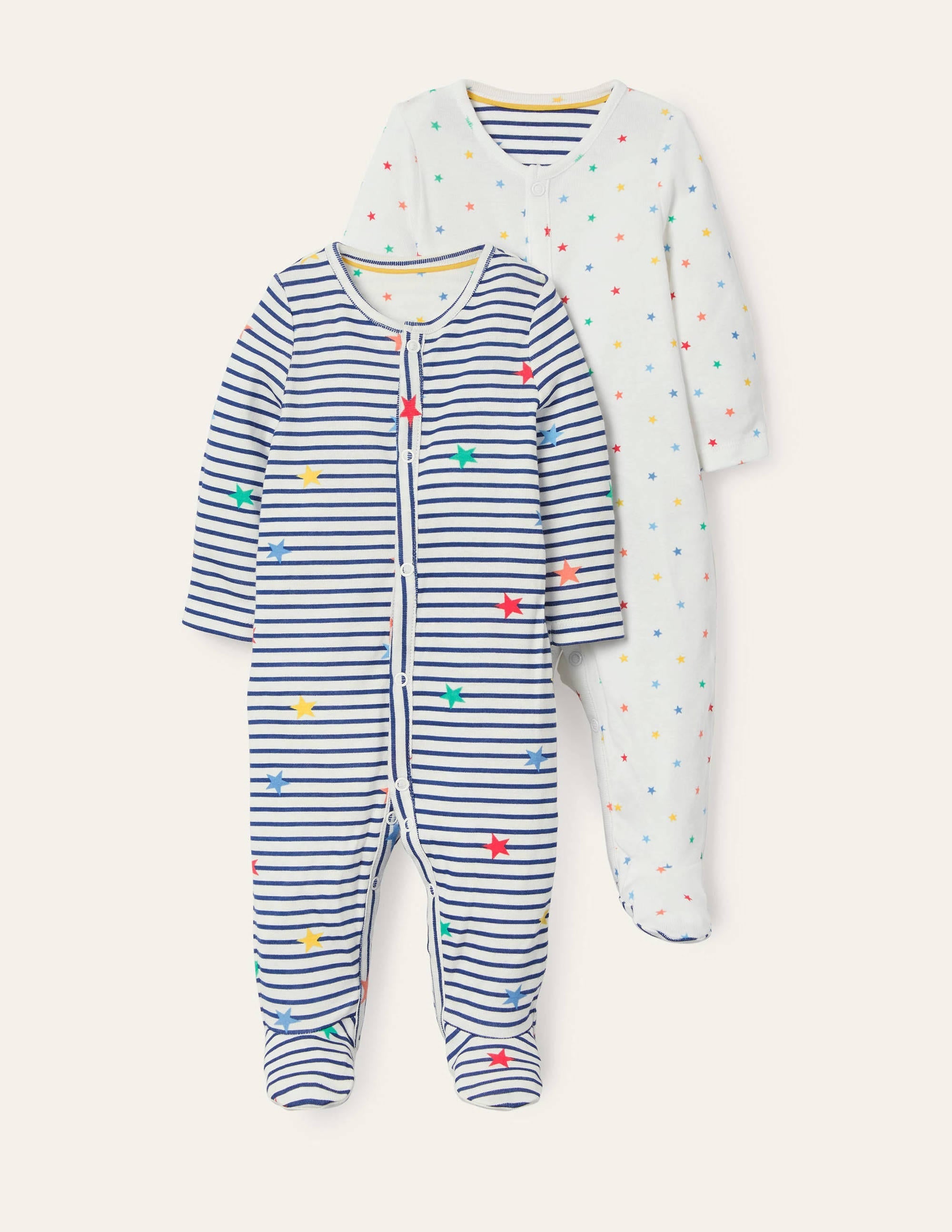 Organic 2 Pack Sleepsuit-Multi Stars - Image 1