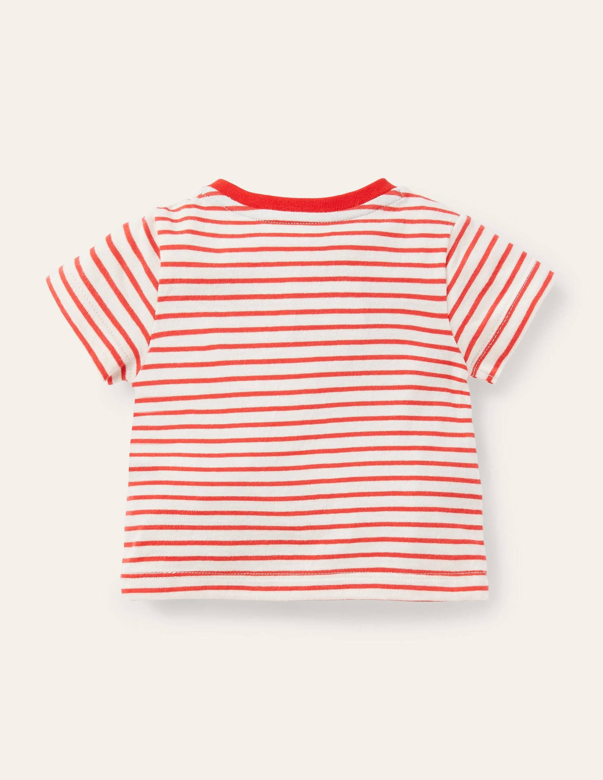 Peeking Animals Stripy T-shirt-Ivory/Red Under the Sea-2